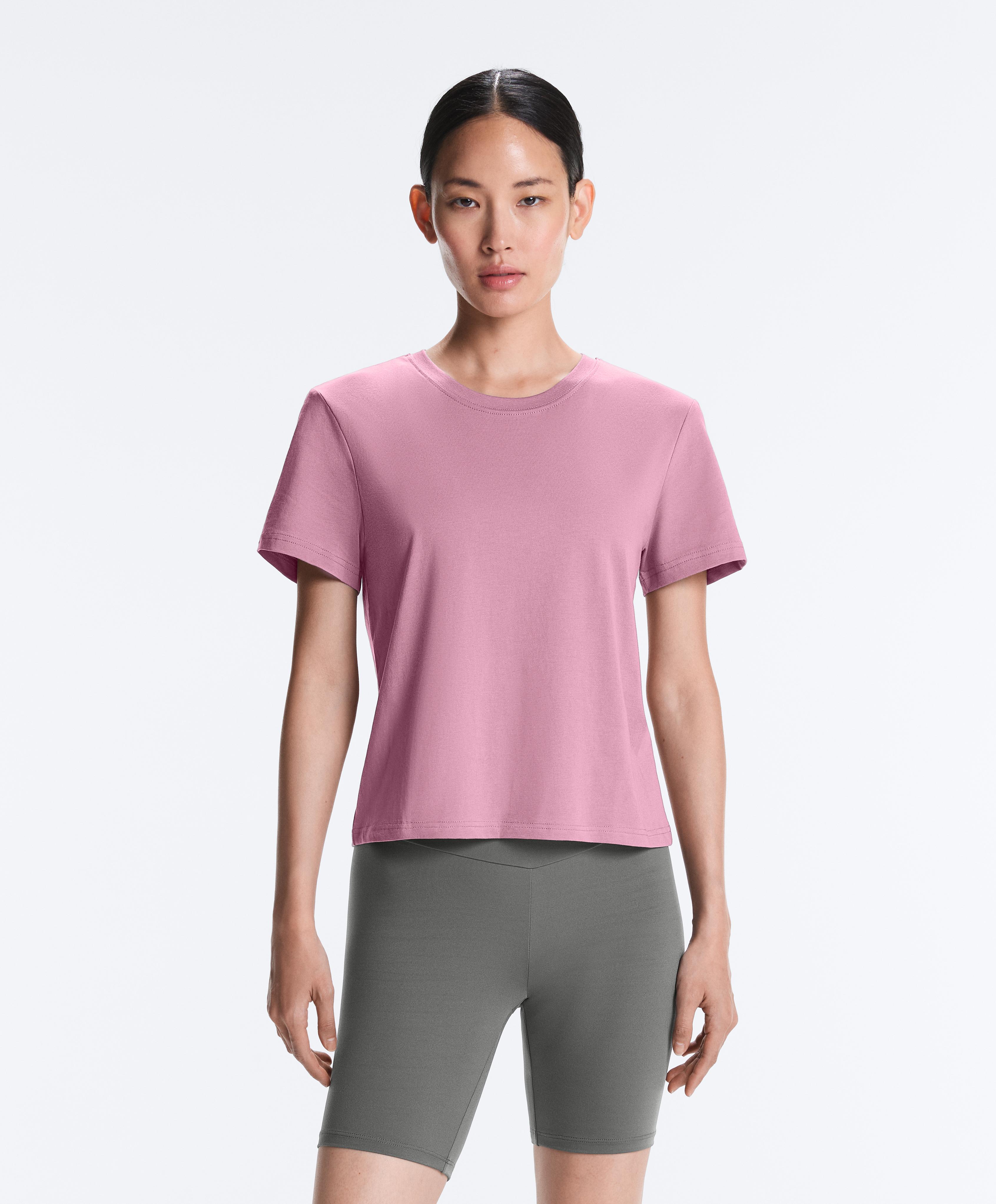 Regular fit cotton blend short sleeve T-shirt