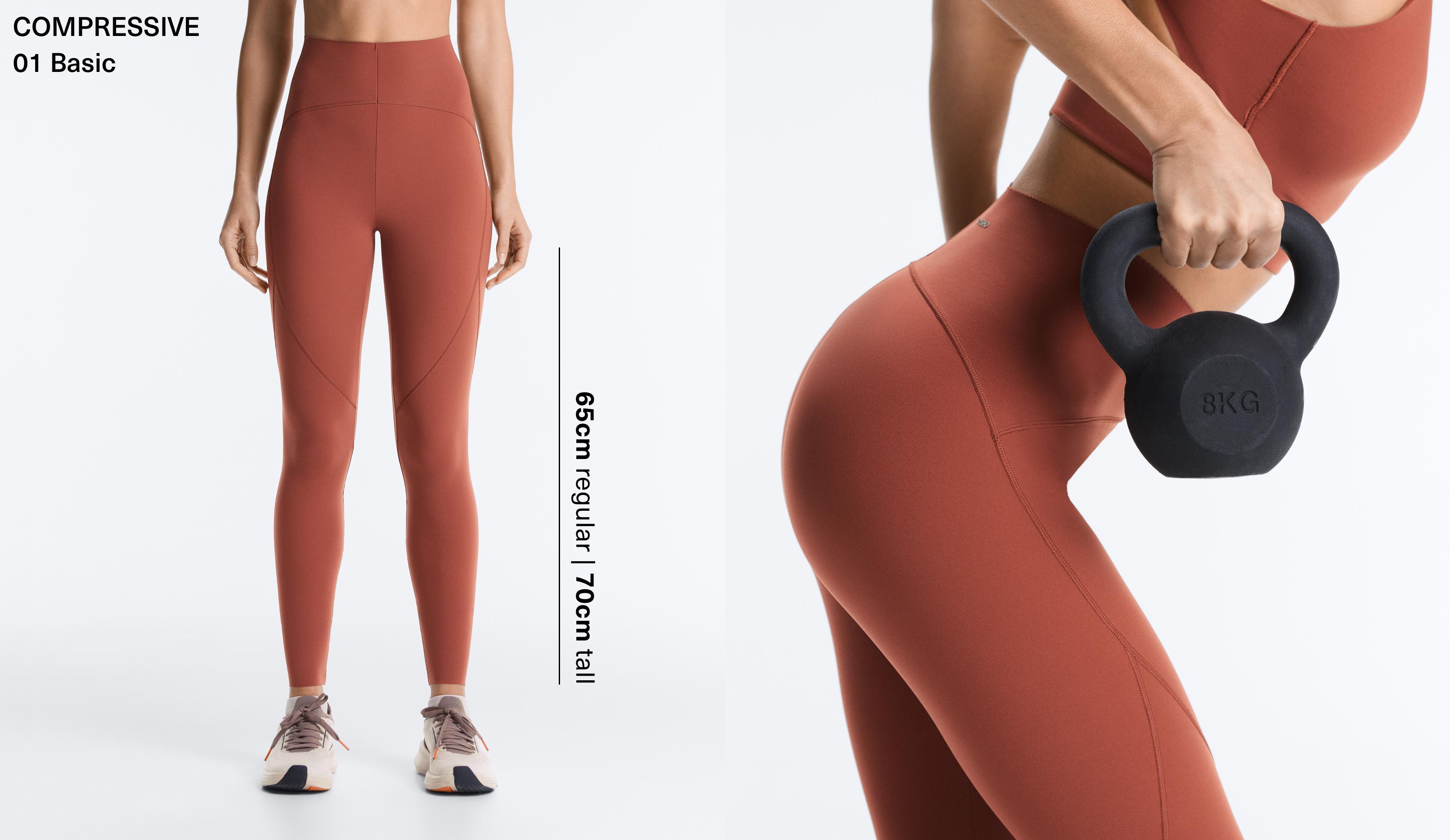 Basic compressive high-waisted ankle-length leggings — WASHED TERRACOTTA