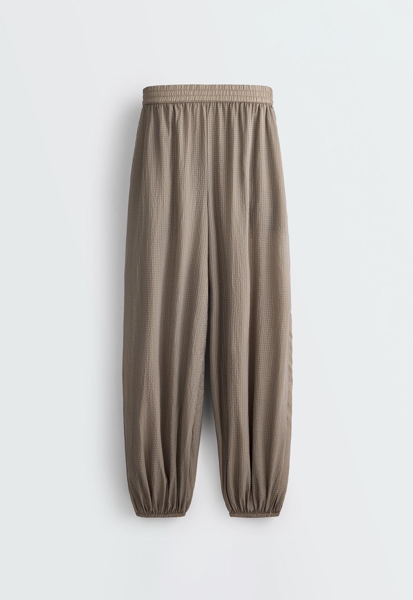 Checked technical bloomer trousers — MINK GREY