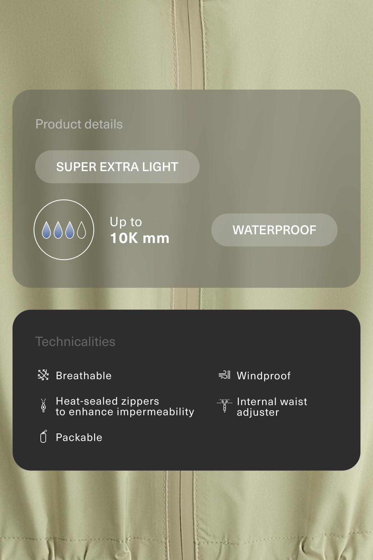 Super extra lightweight 10k packable waterproof jacket — WASHED APPLE GREEN