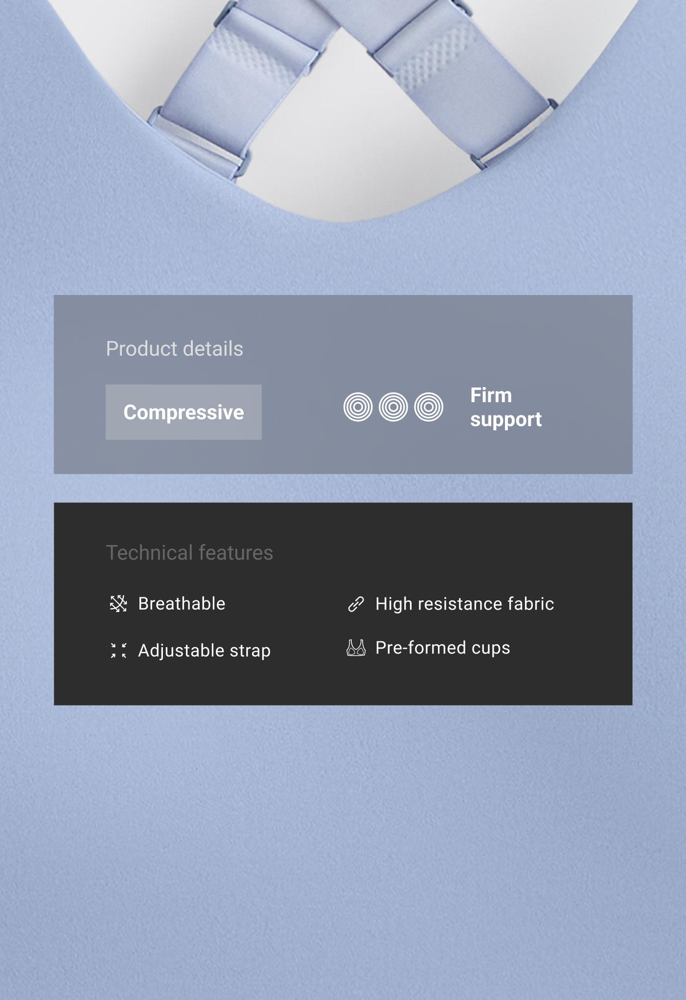 حمالة صدر رياضية Compressive بتدعيم عالٍ وظهر متداخل