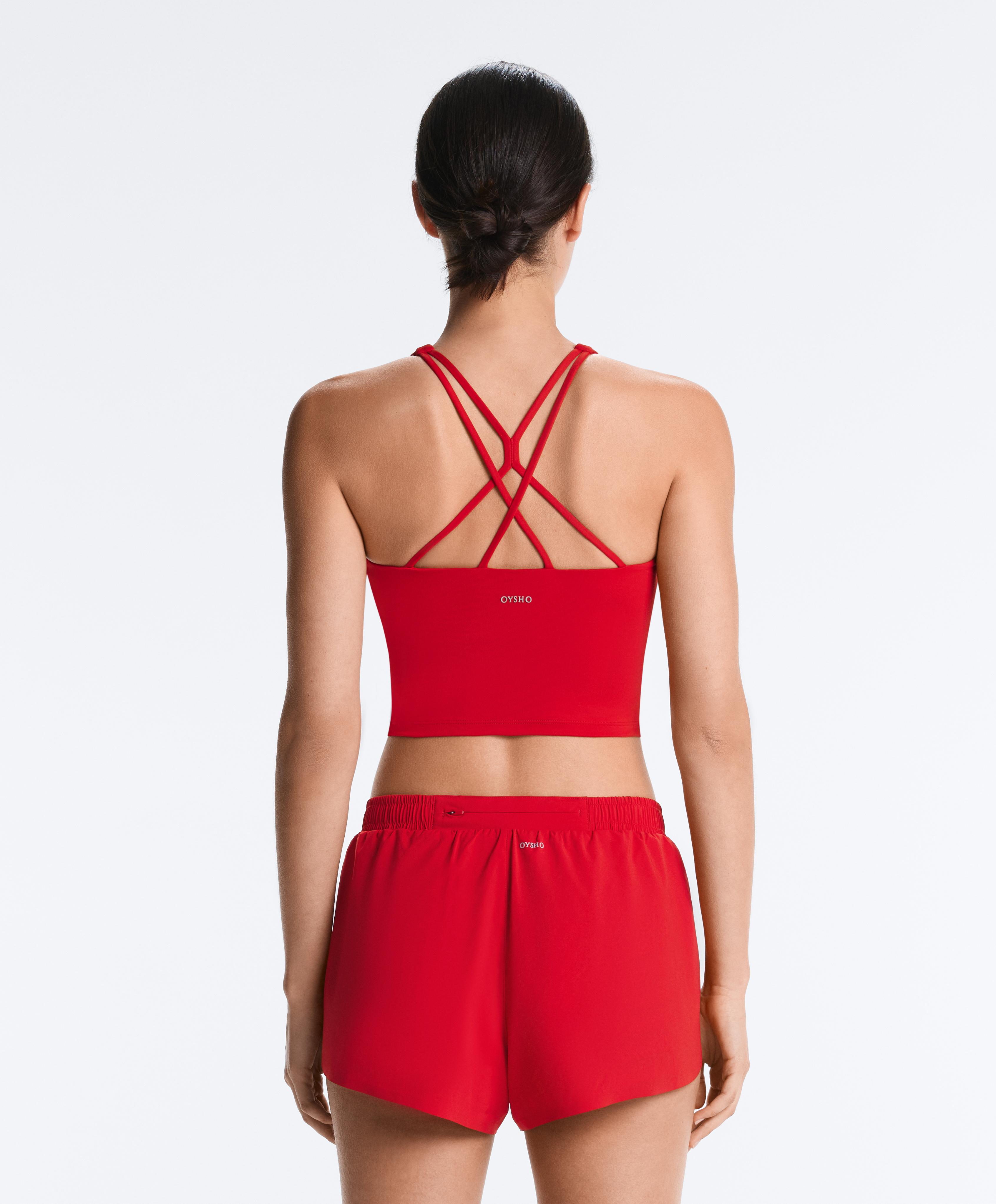 Comfortlux strappy tank top with cups — STRONG RED