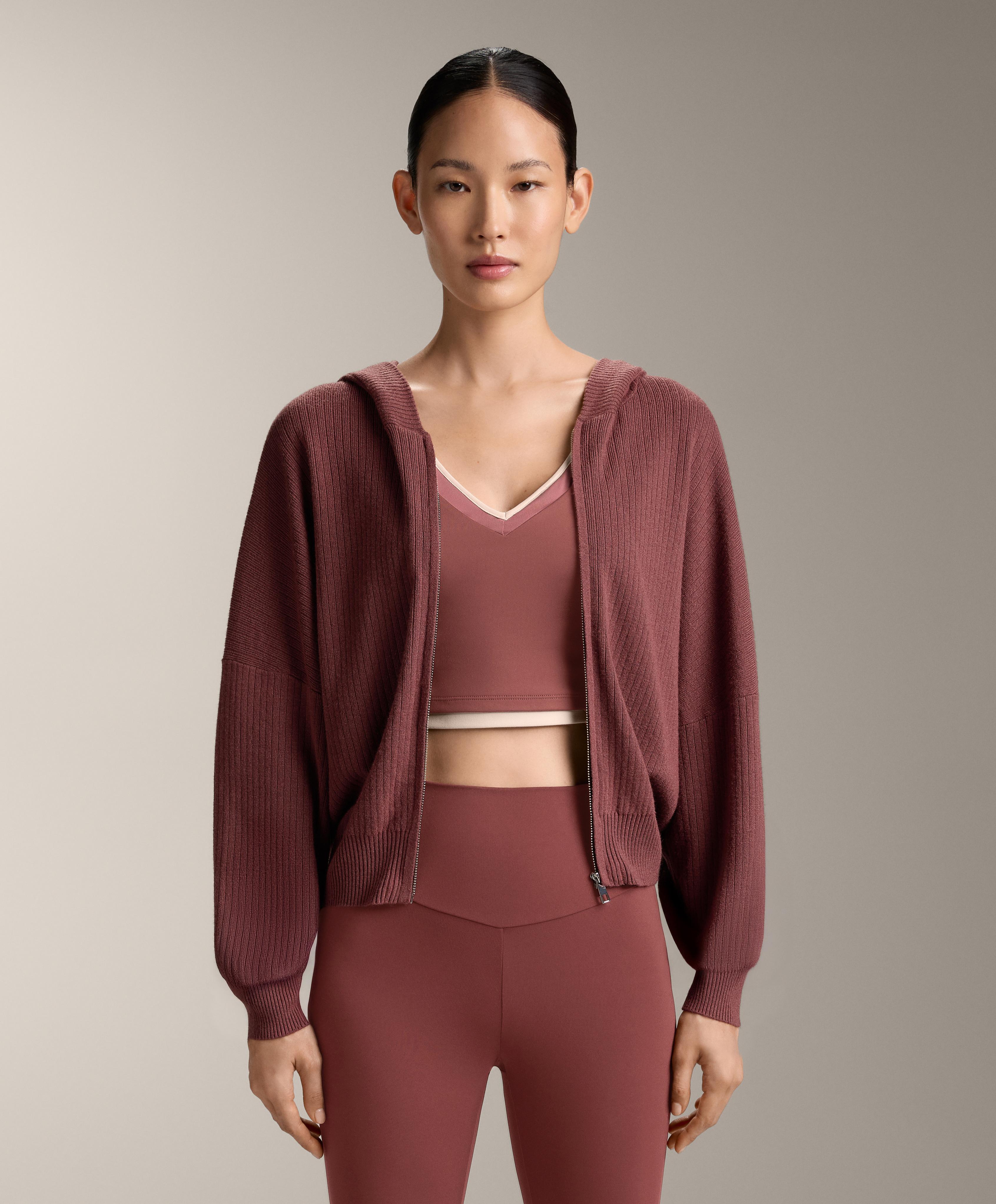 Strickjacke Rib mit Kapuze