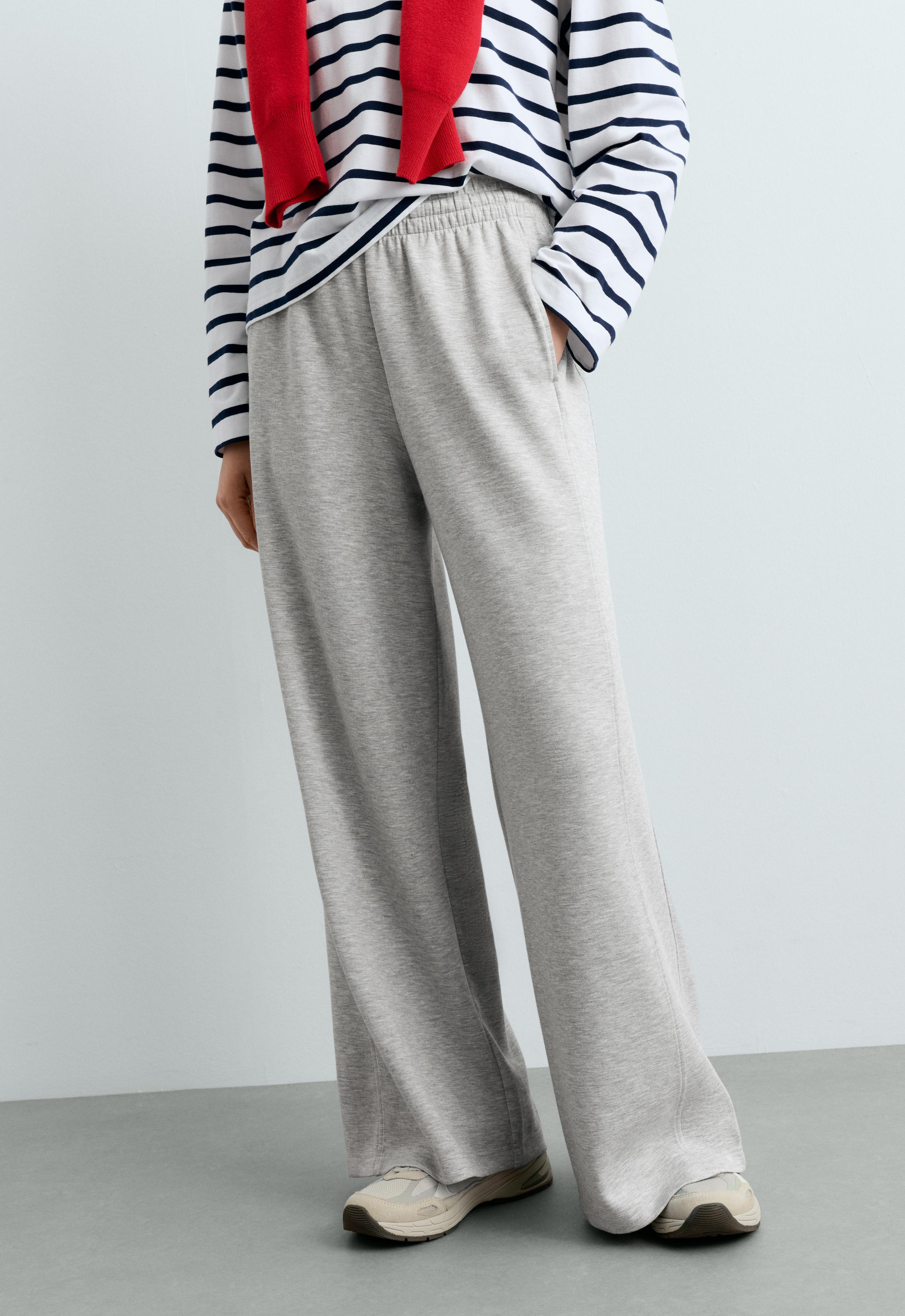 Pantalón recto piqué melange Pantalón recto piqué melange