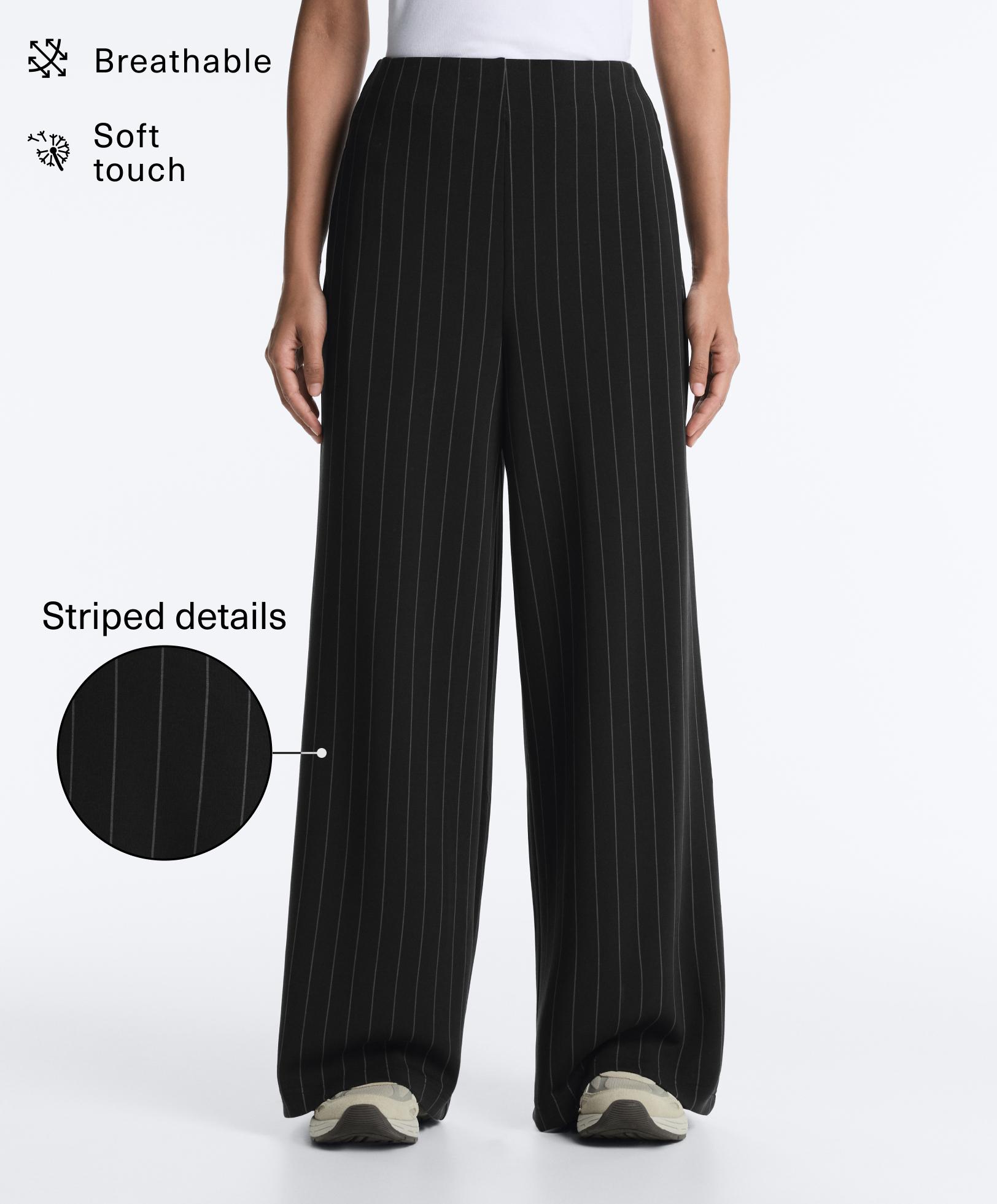 Pantalon large rayures tennis en modal