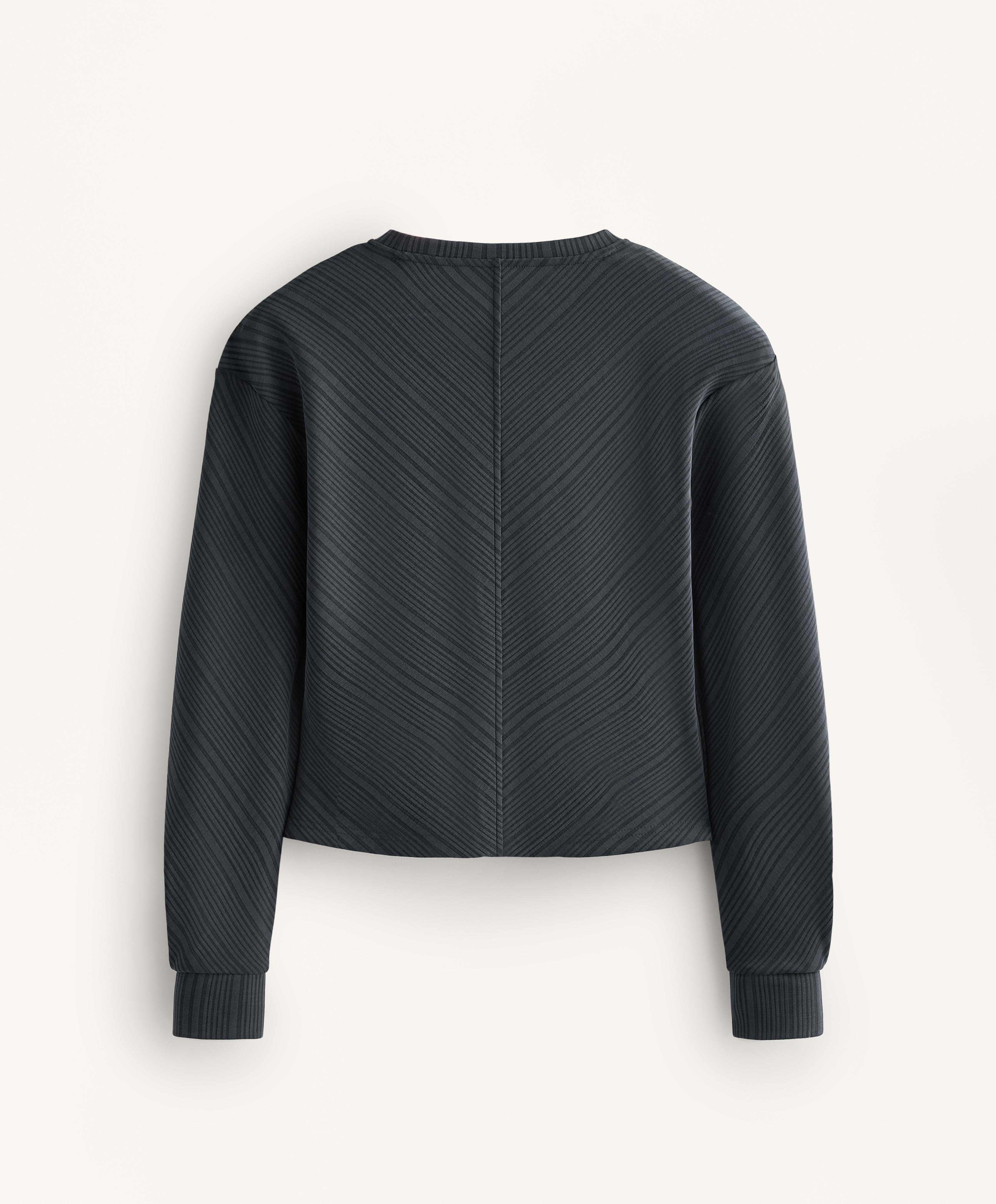 Asymmetric stripe sweatshirt with modal — ASPHALT
