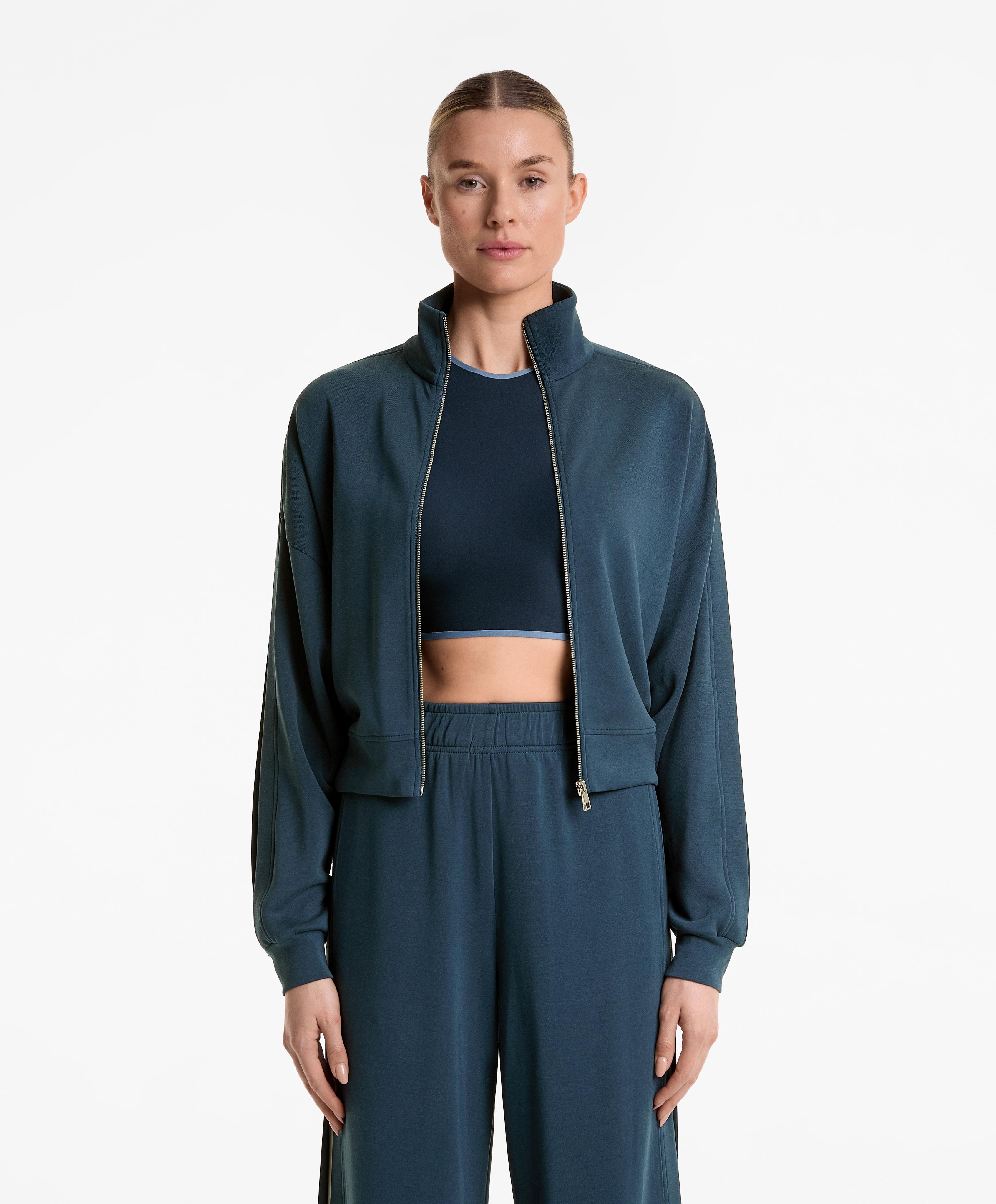 Veste à pli latéral contrastant avec modal doux au toucher Veste à pli latéral contrastant avec modal doux au toucher