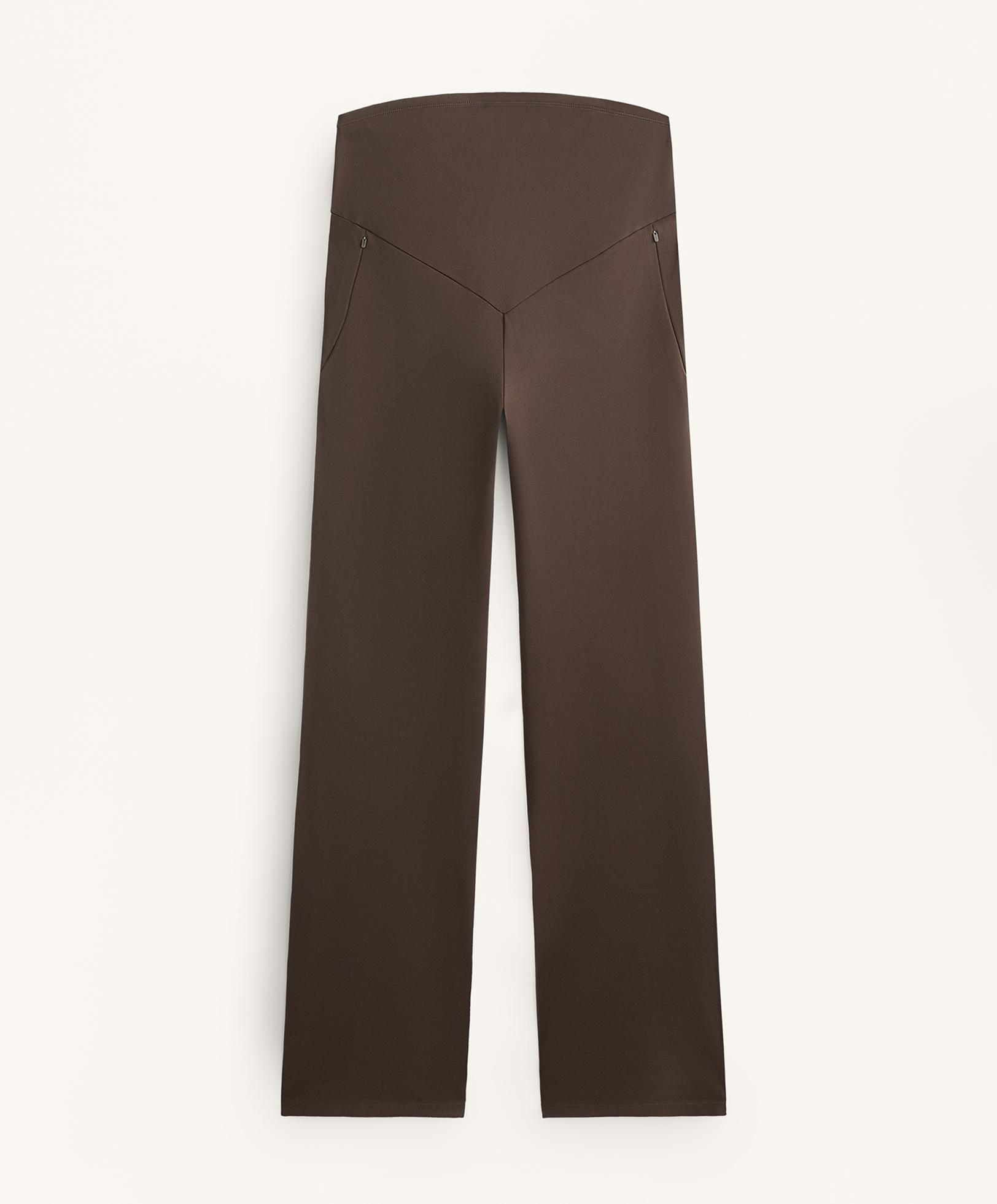 Warm flare maternity trousers — DARK REDDISH‑BROWN