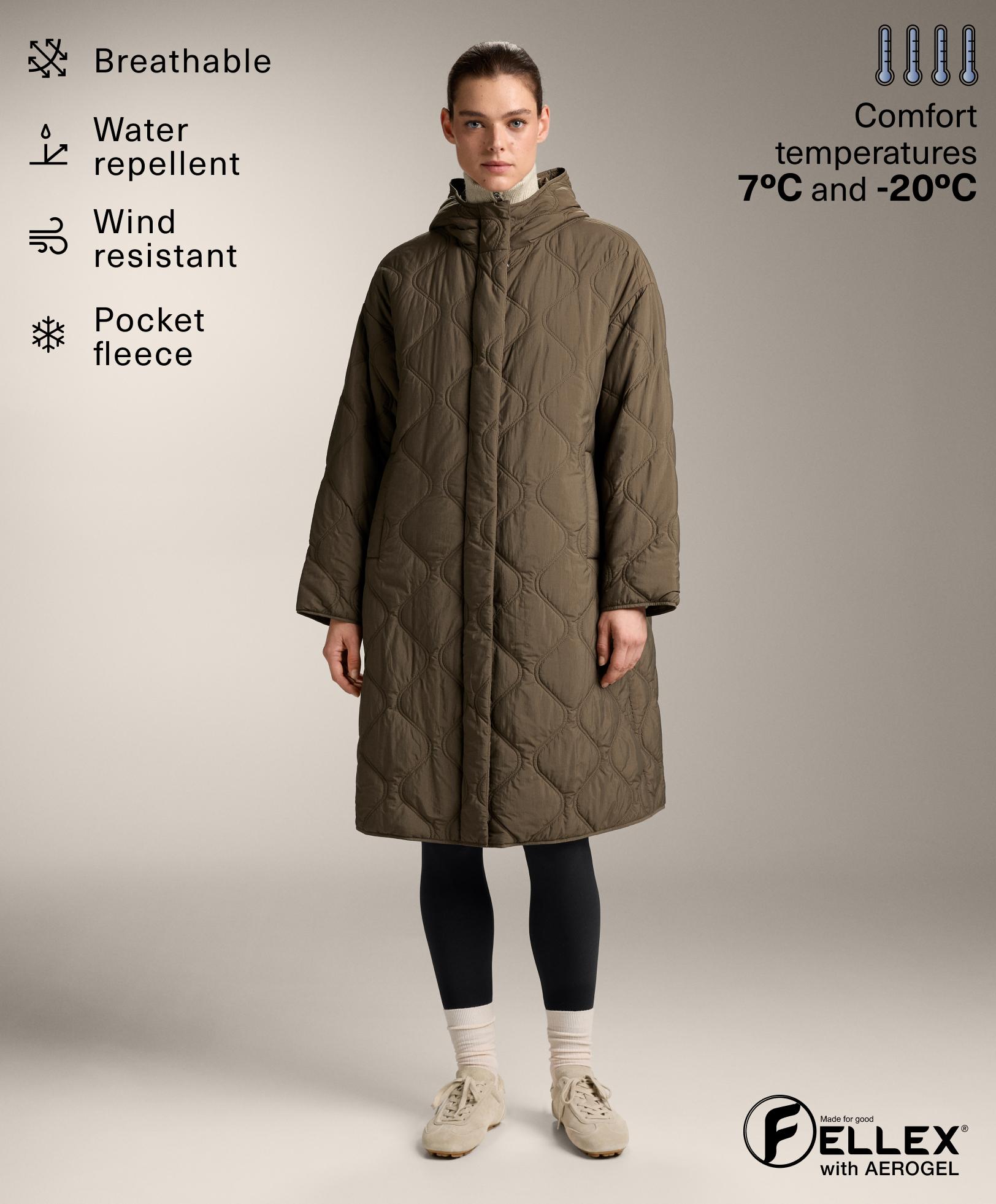 Дълго подплатено водоотблъскващо яке FELLEX® с AEROGEL Дълго подплатено водоотблъскващо яке FELLEX® с AEROGEL