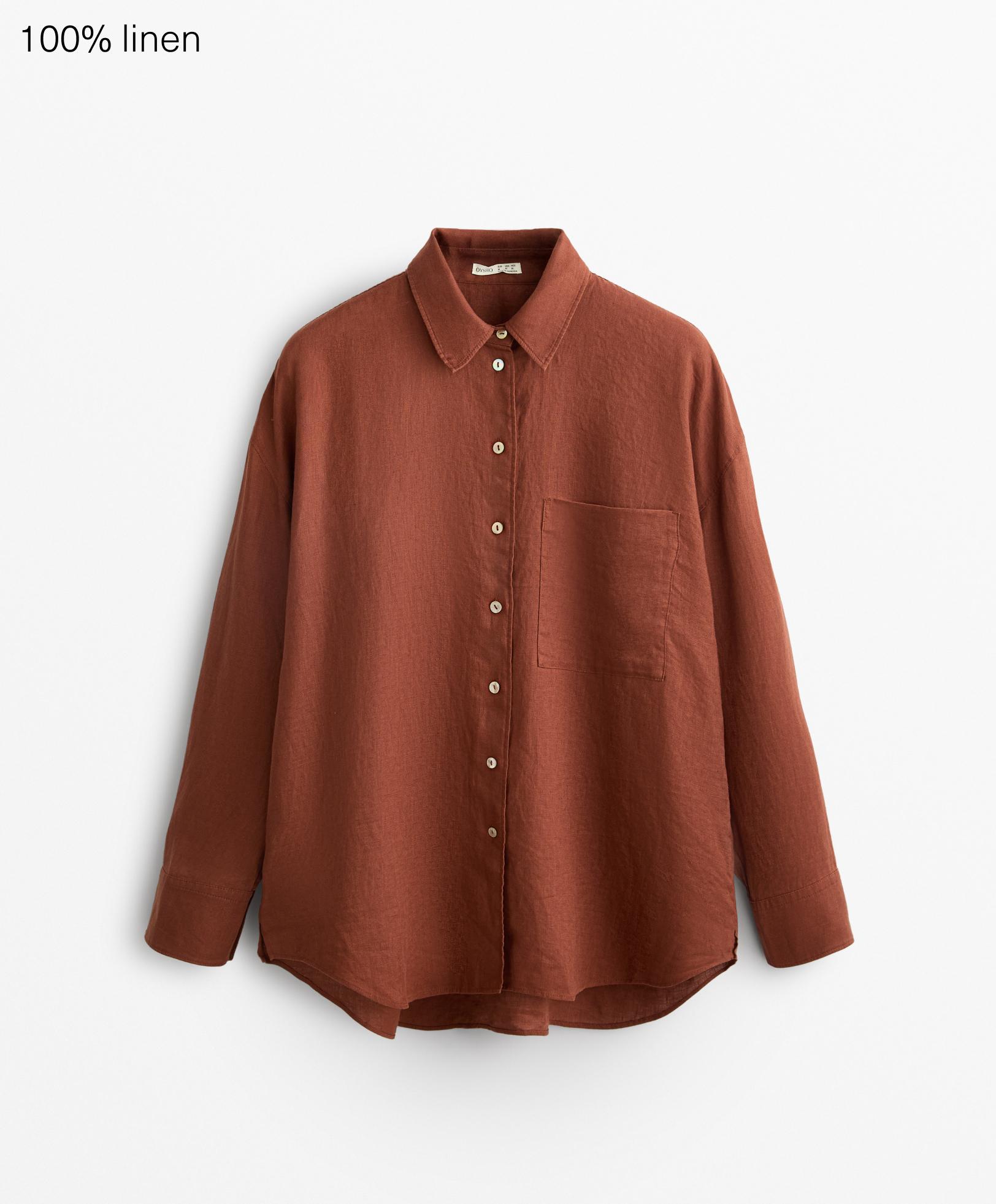 100% linen long-sleeved shirt