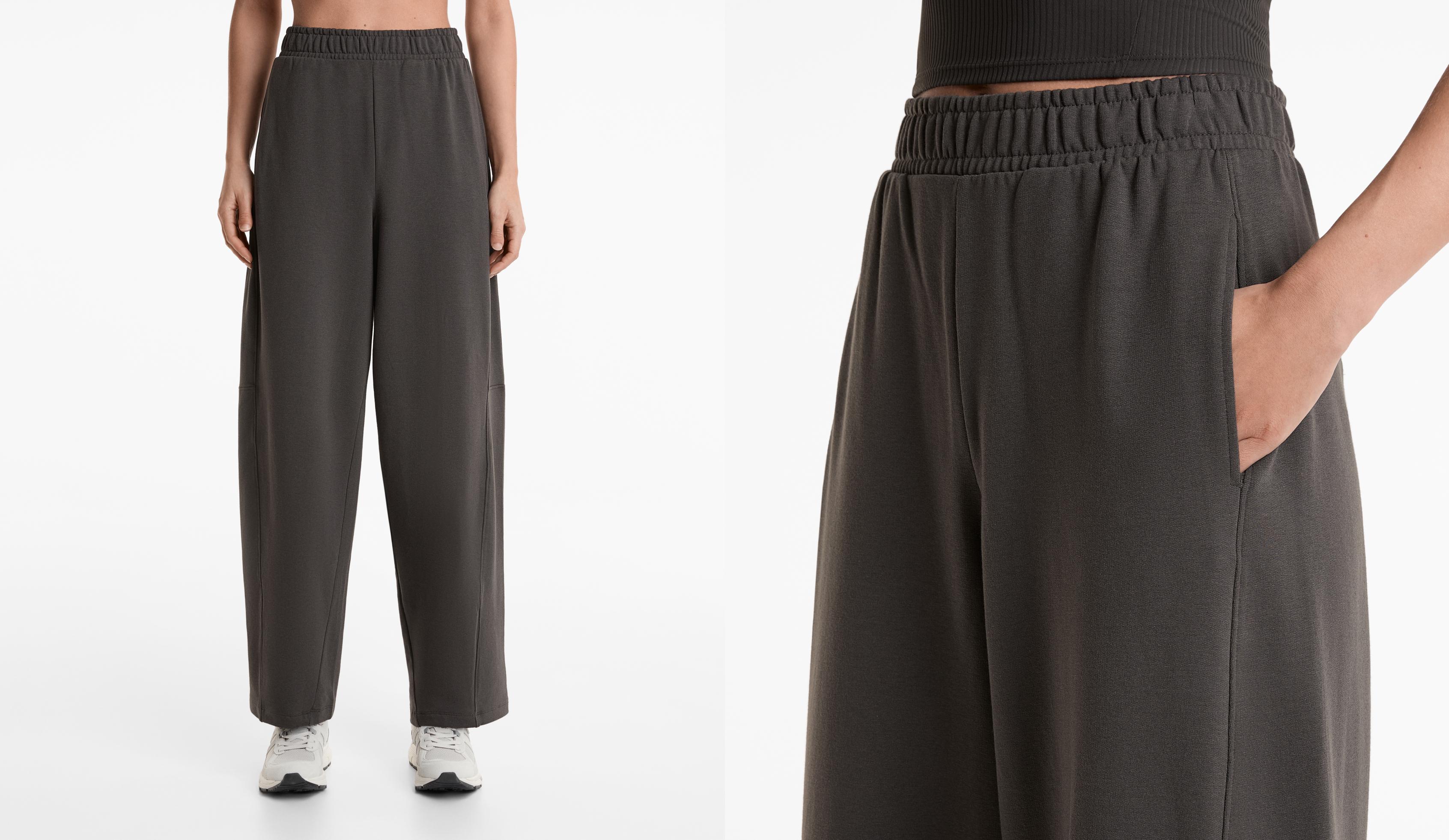 Wide straight-leg trousers with cotton and modal