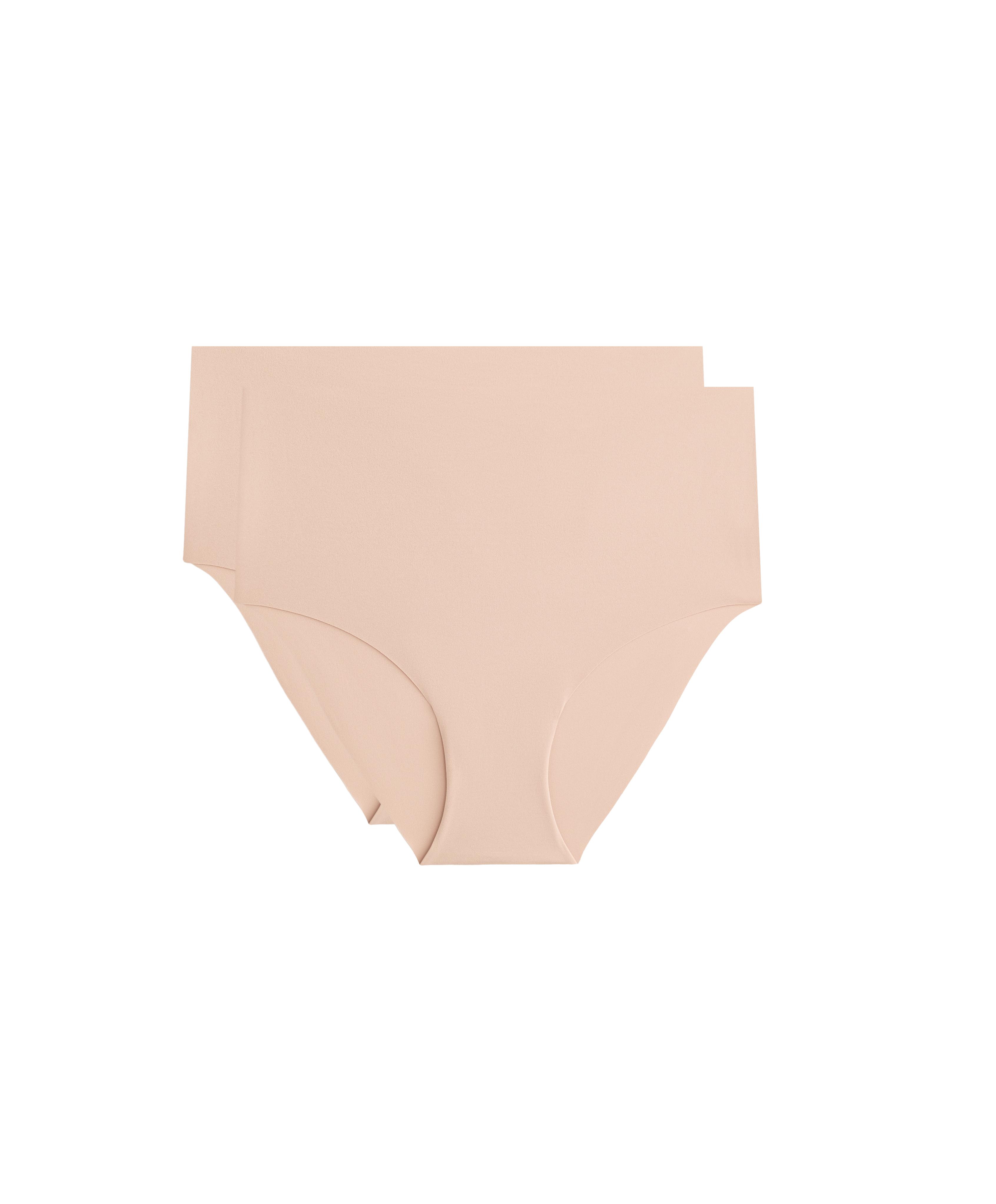 2 invisible polyamide blend mid-rise classic briefs — BEIGE