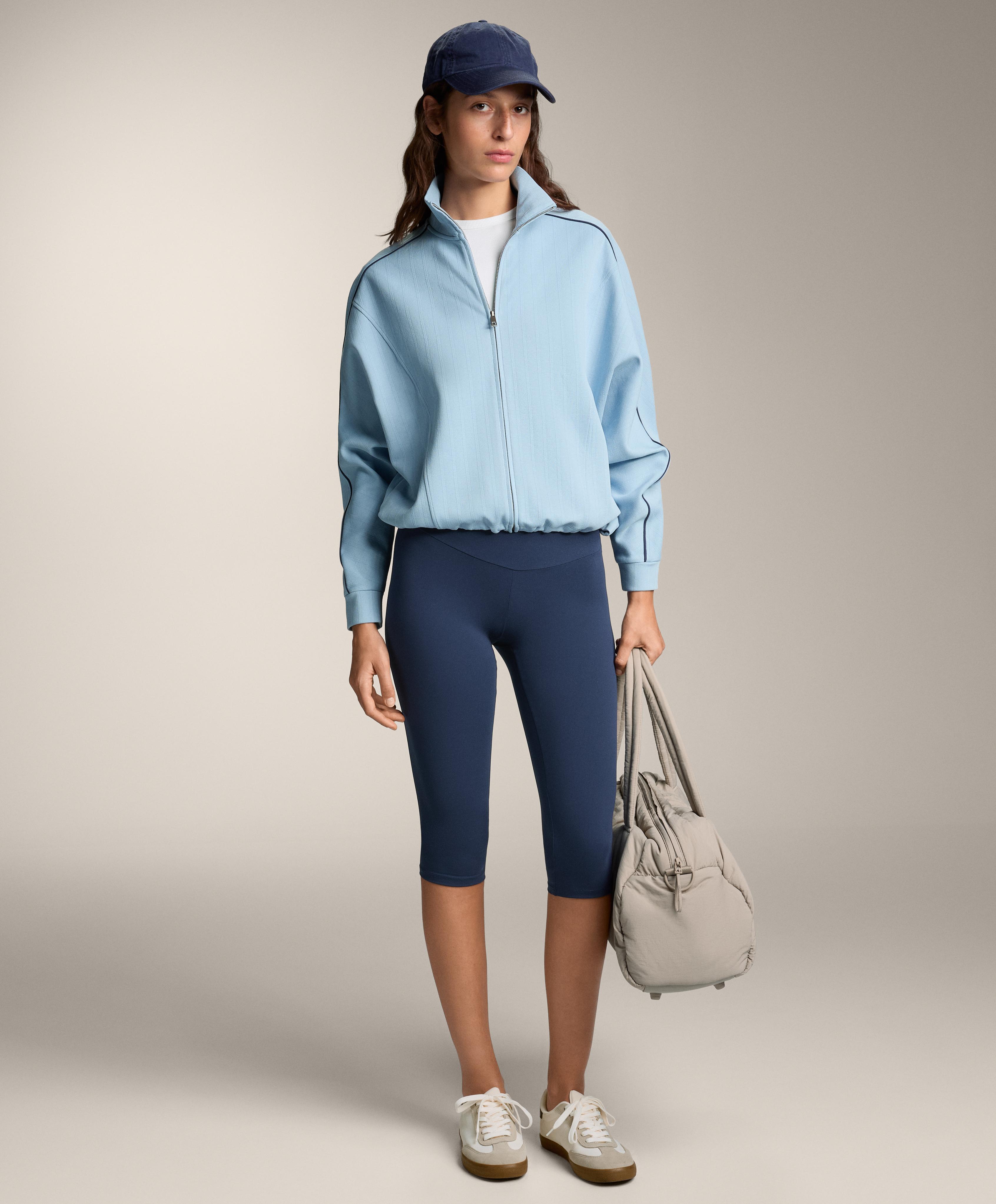 Piqué jacket with side piping and cotton — SKY BLUE