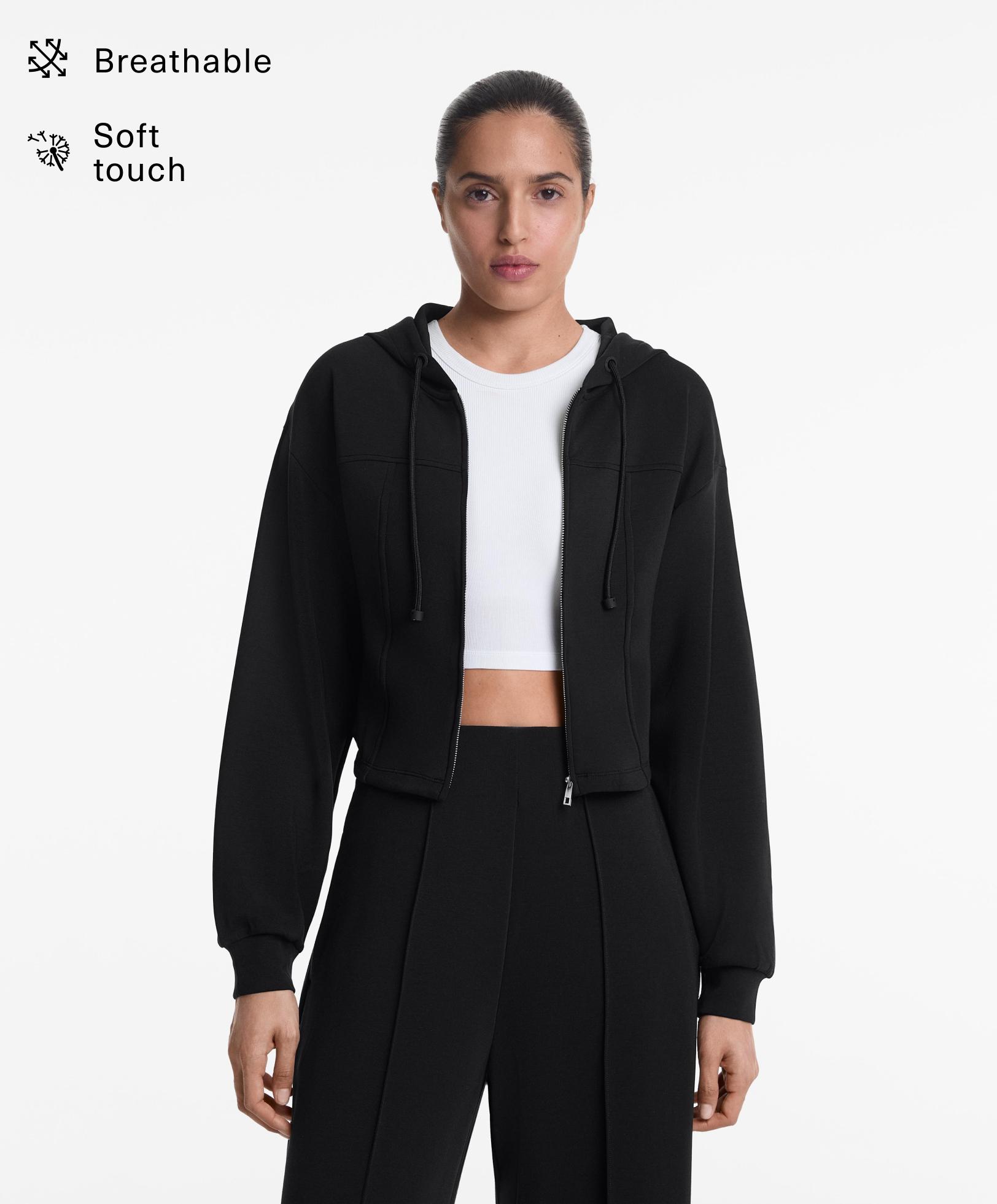 Crop jacket with soft-touch modal