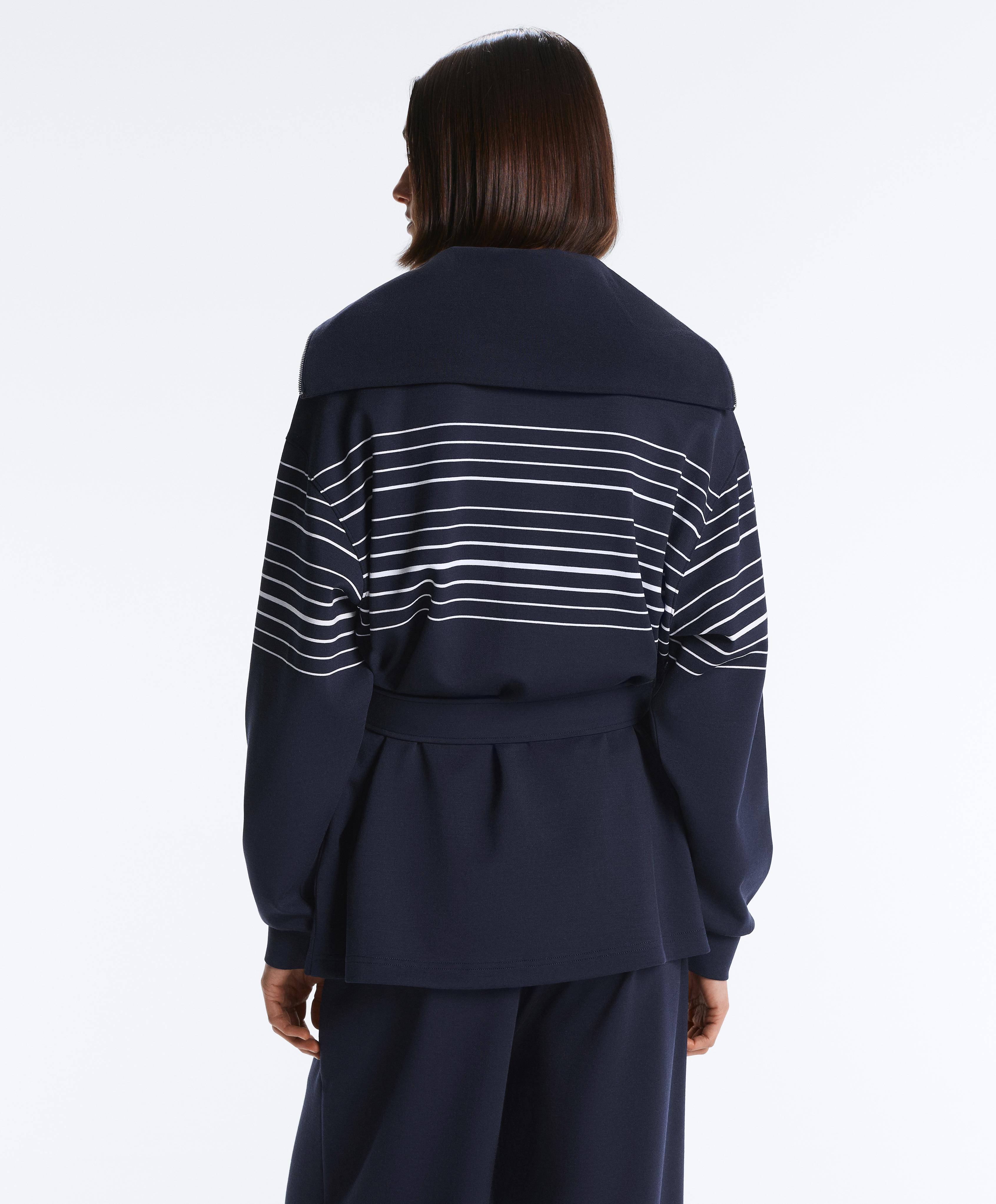 Long sailor stripe jacket with soft-touch modal — NAVY BLUE