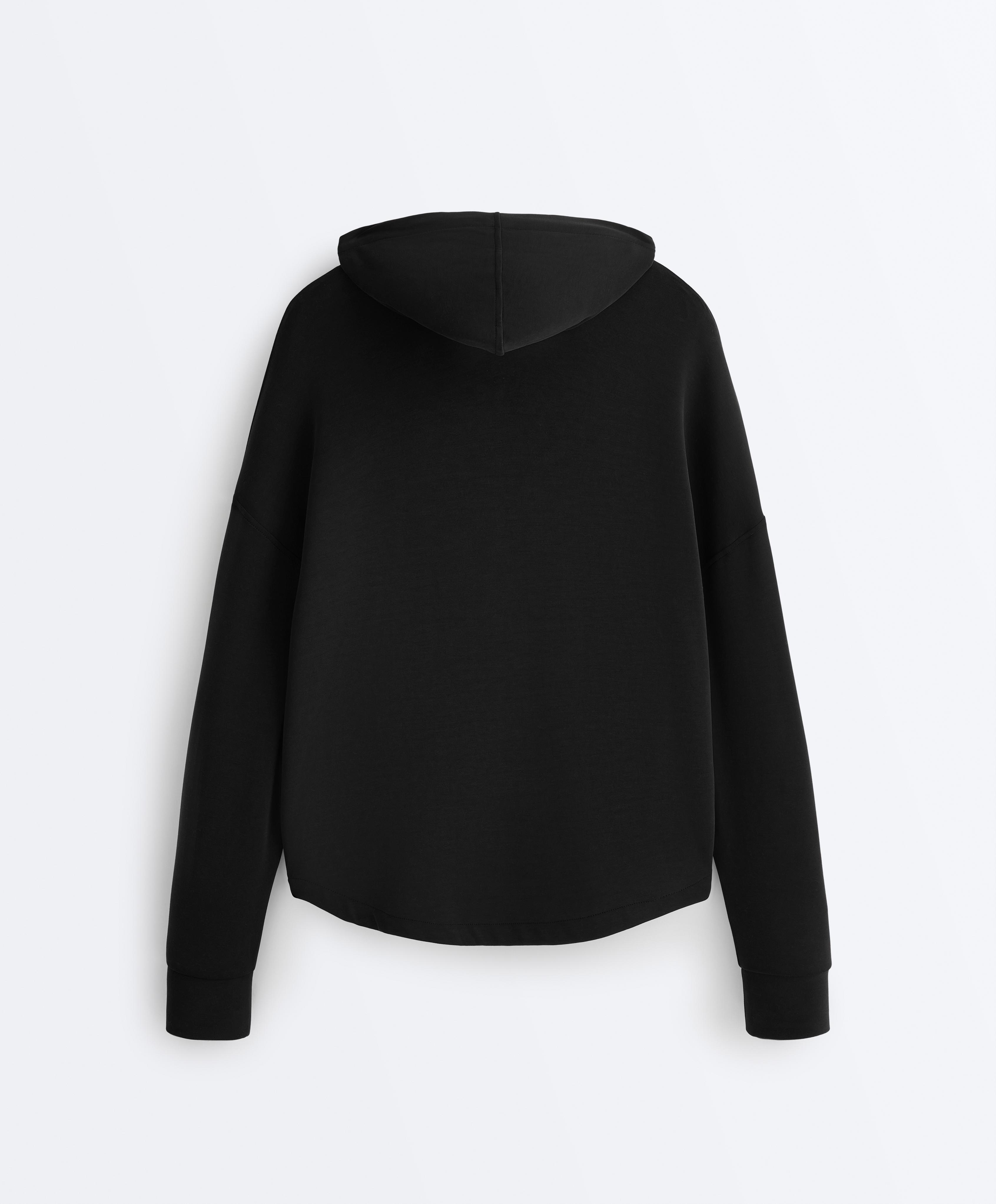 Soft-touch modal sweatshirt with zip — BLACK