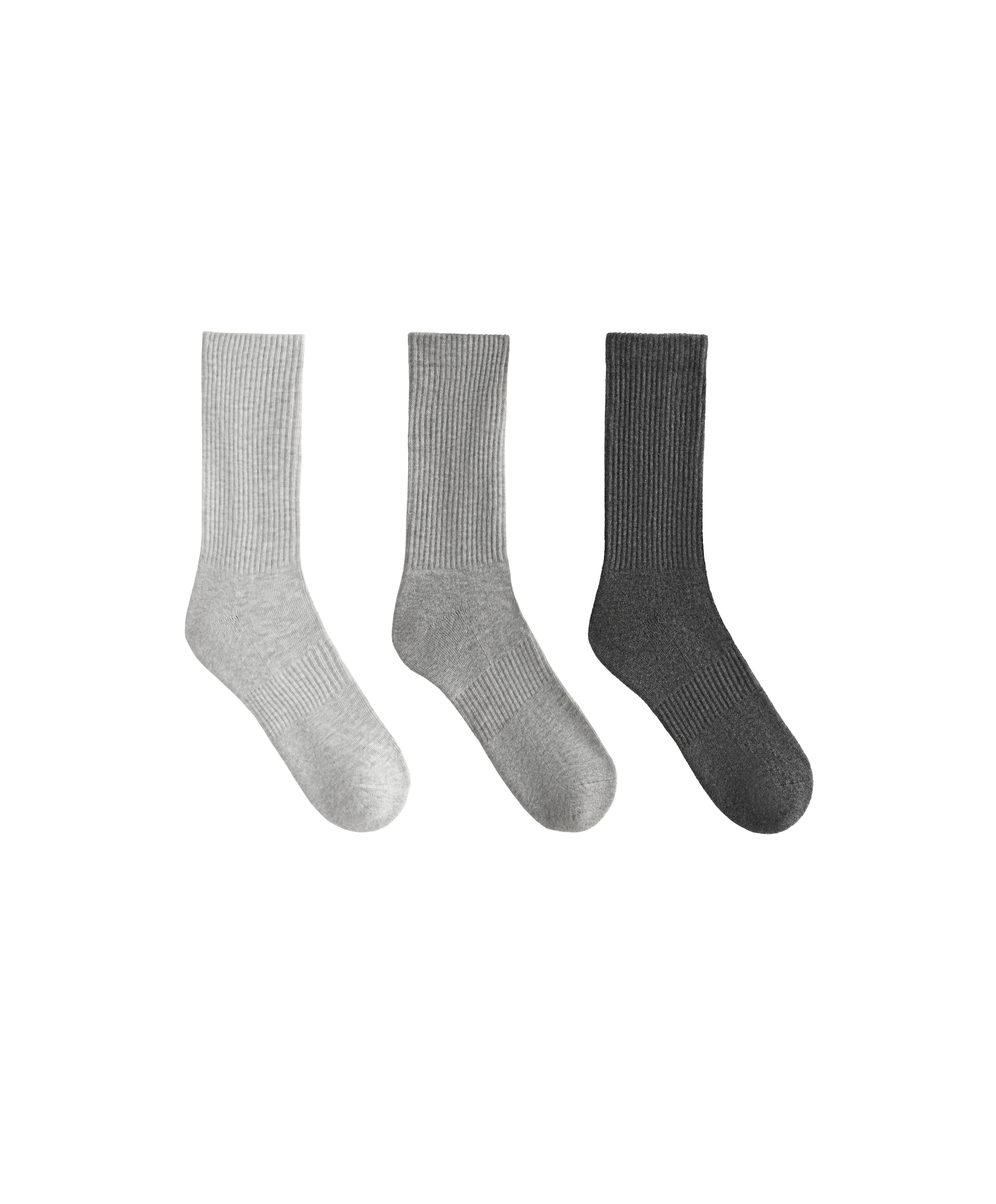3 pairs of cotton blend classic sports socks — PALE GREY MELANGE