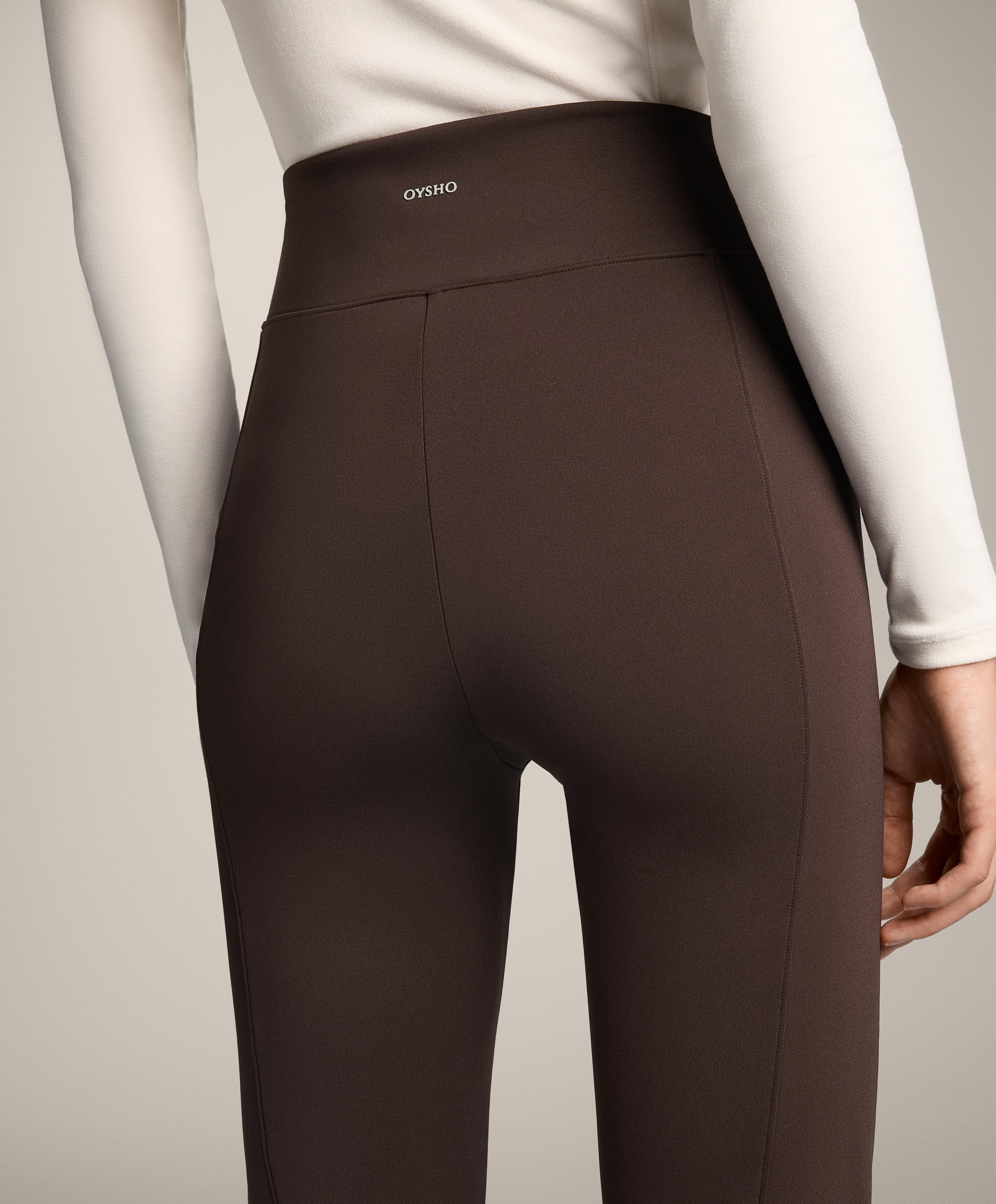 High rise warm flare trousers with pockets — DARK REDDISH‑BROWN