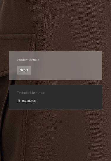 Short piqué skirt with cotton pockets — DARK BROWN 2