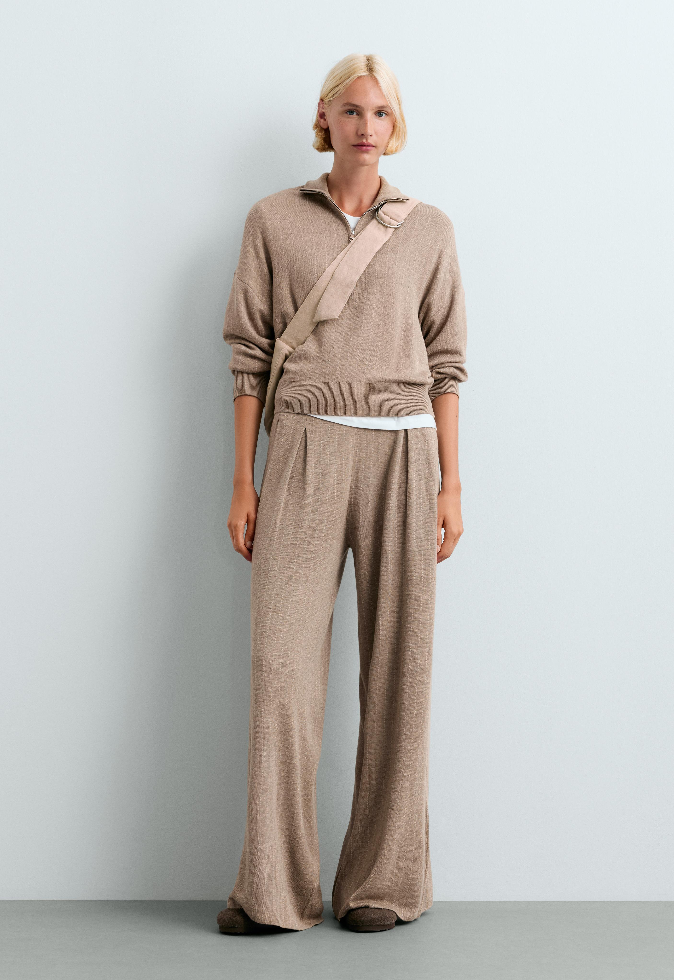 Pinstripe half-zip knit jumper