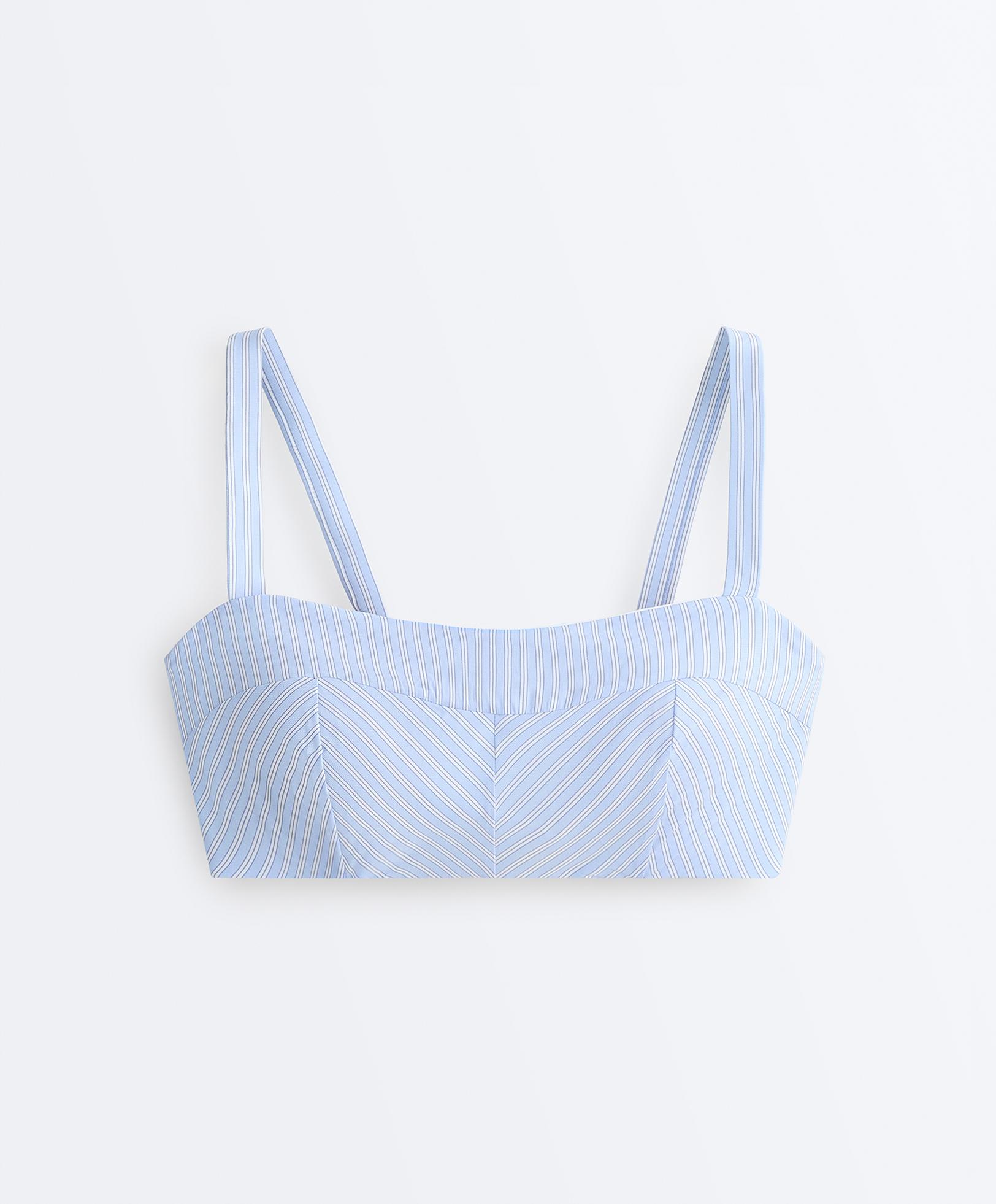 Medium-support striped straight sports bra — BLUE