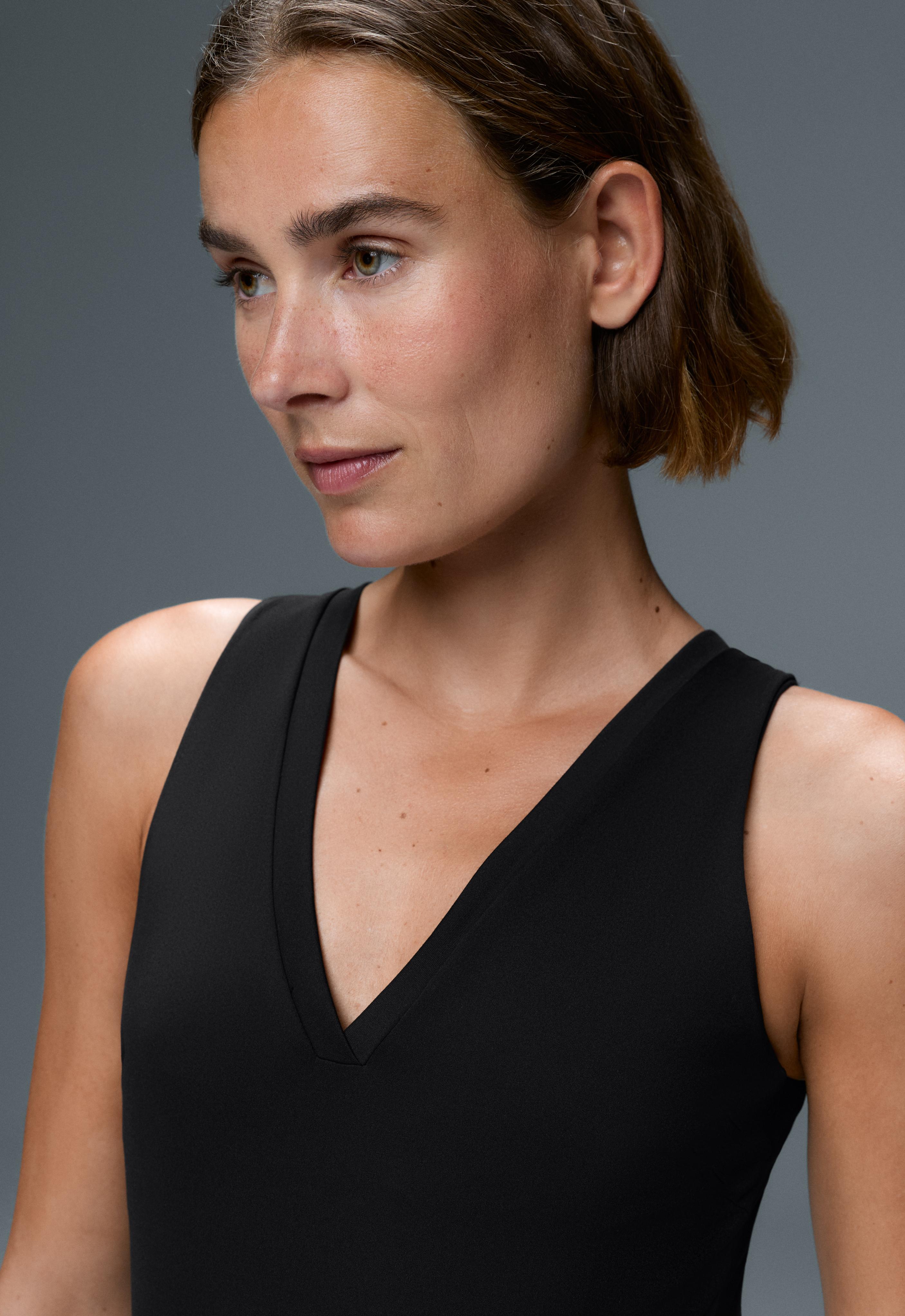 Open-back Comfortlux short jumpsuit — BLACK
