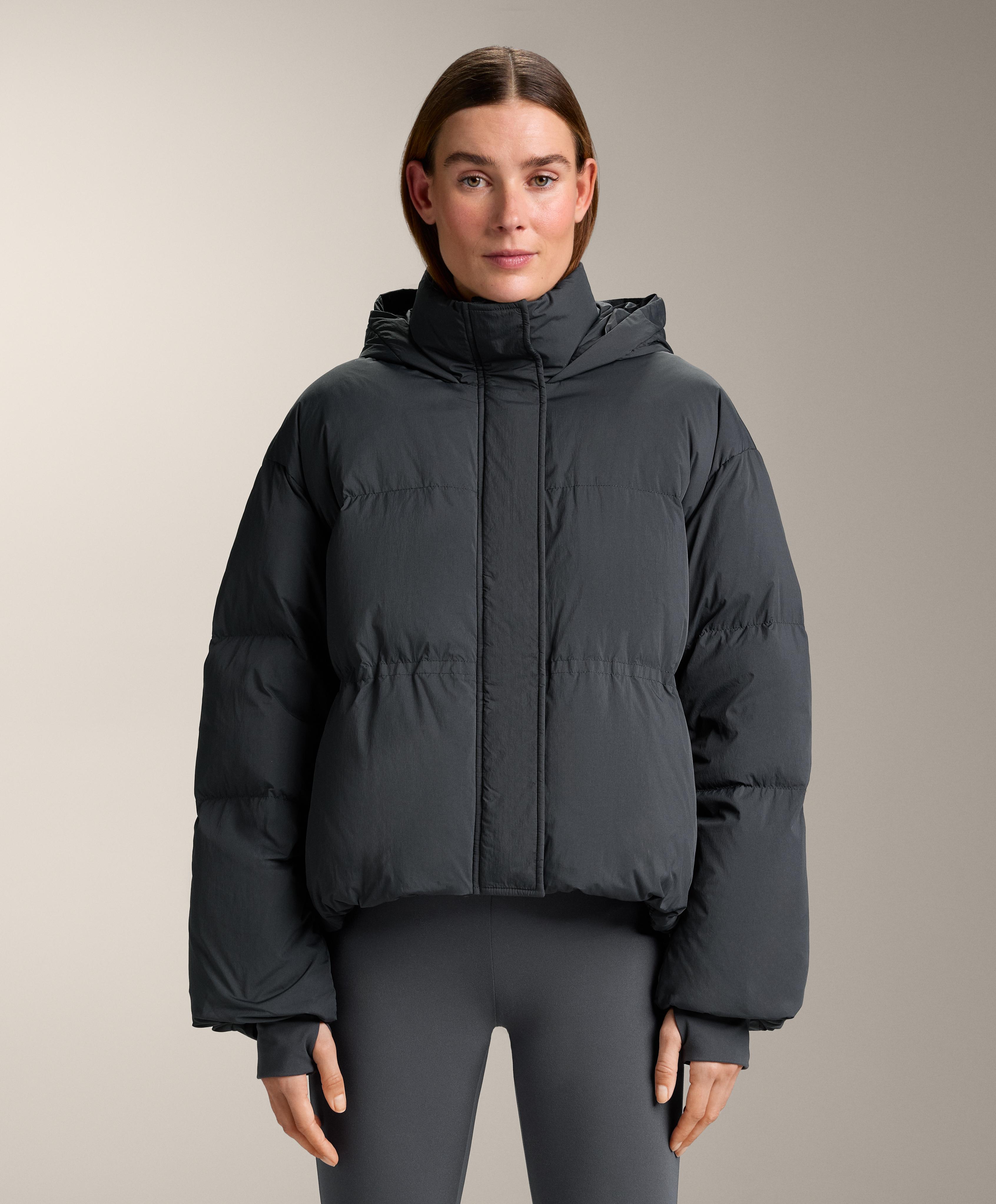Short 100% down puffer jacket — ASPHALT