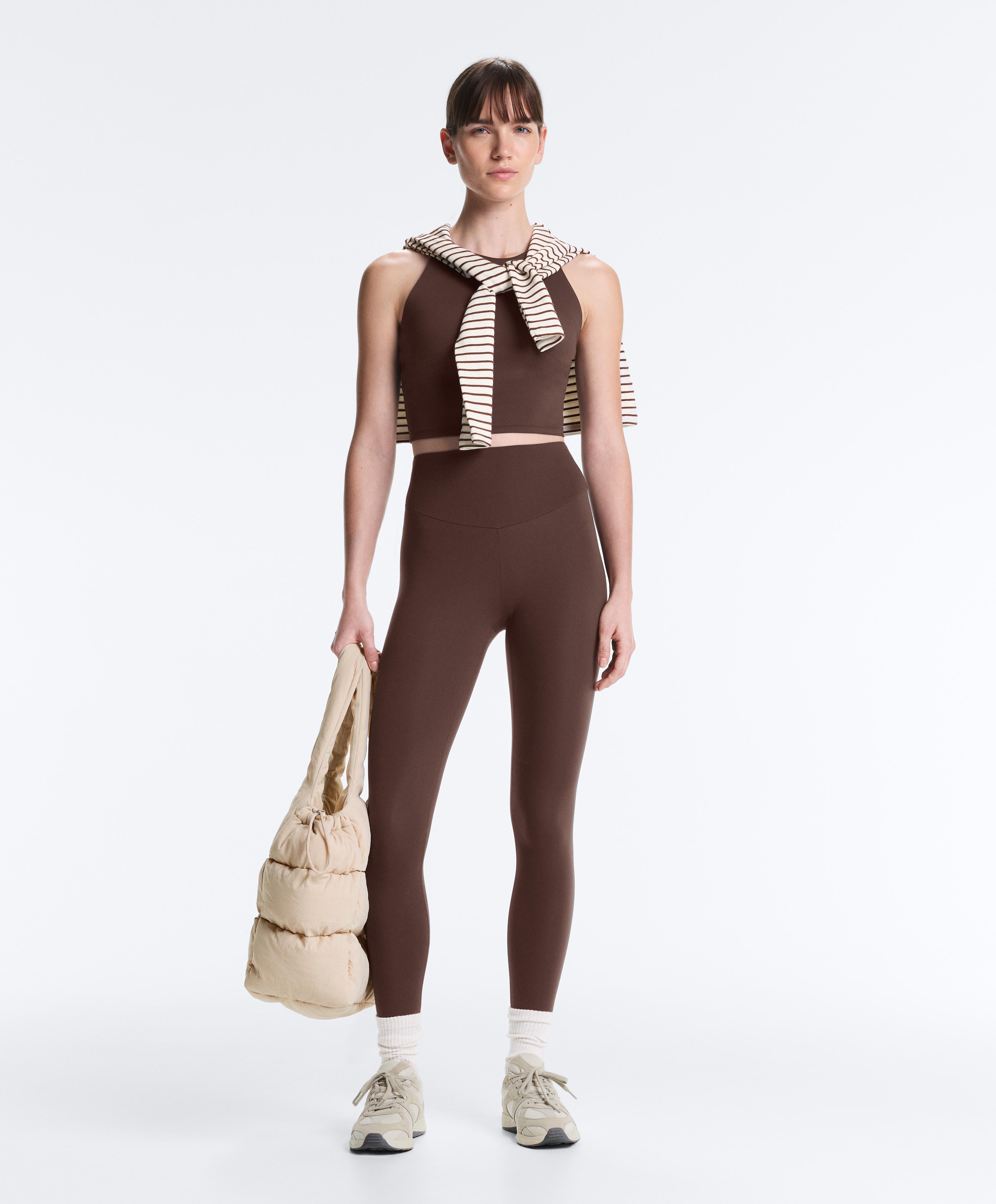 Comfortlux strappy tank top with cups — BROWN