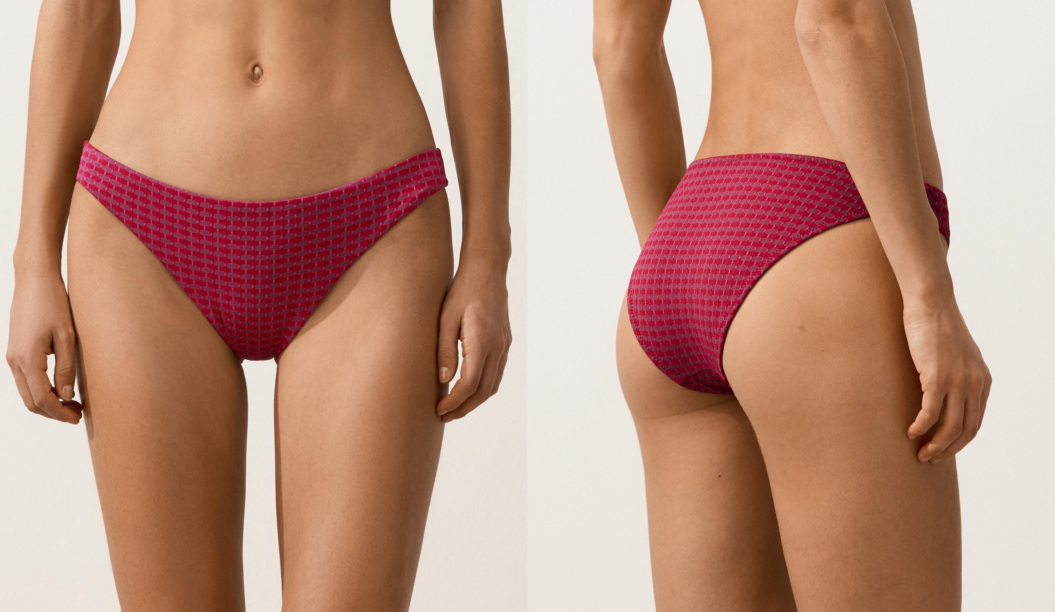 Geometric jacquard classic bikini briefs — FUCHSIA