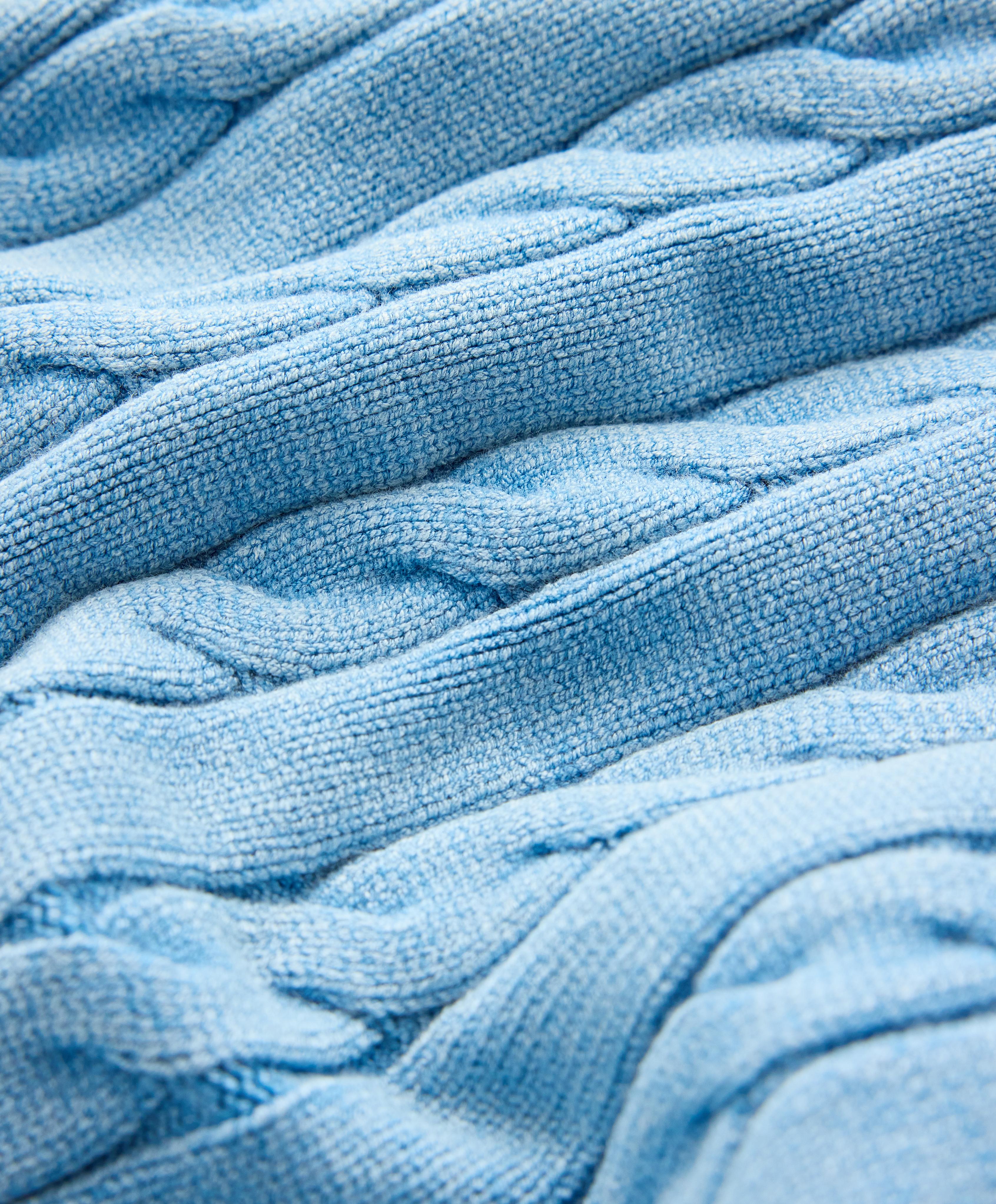 Washed knit crop cable strap T-shirt — WASHED SKY BLUE