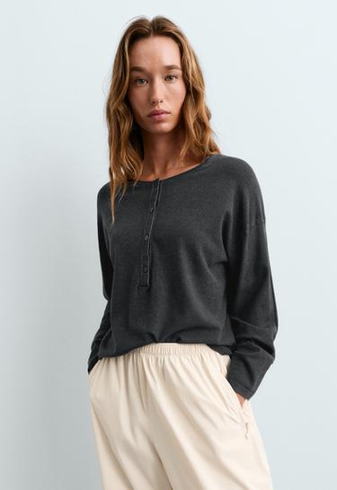 Long-sleeve waffle knit jumper — DARK ANTHRACITE 2