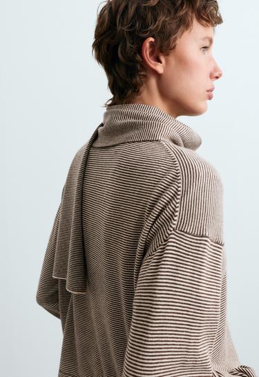 Long sleeve cardigan with scarf detail — TAUPE                    4