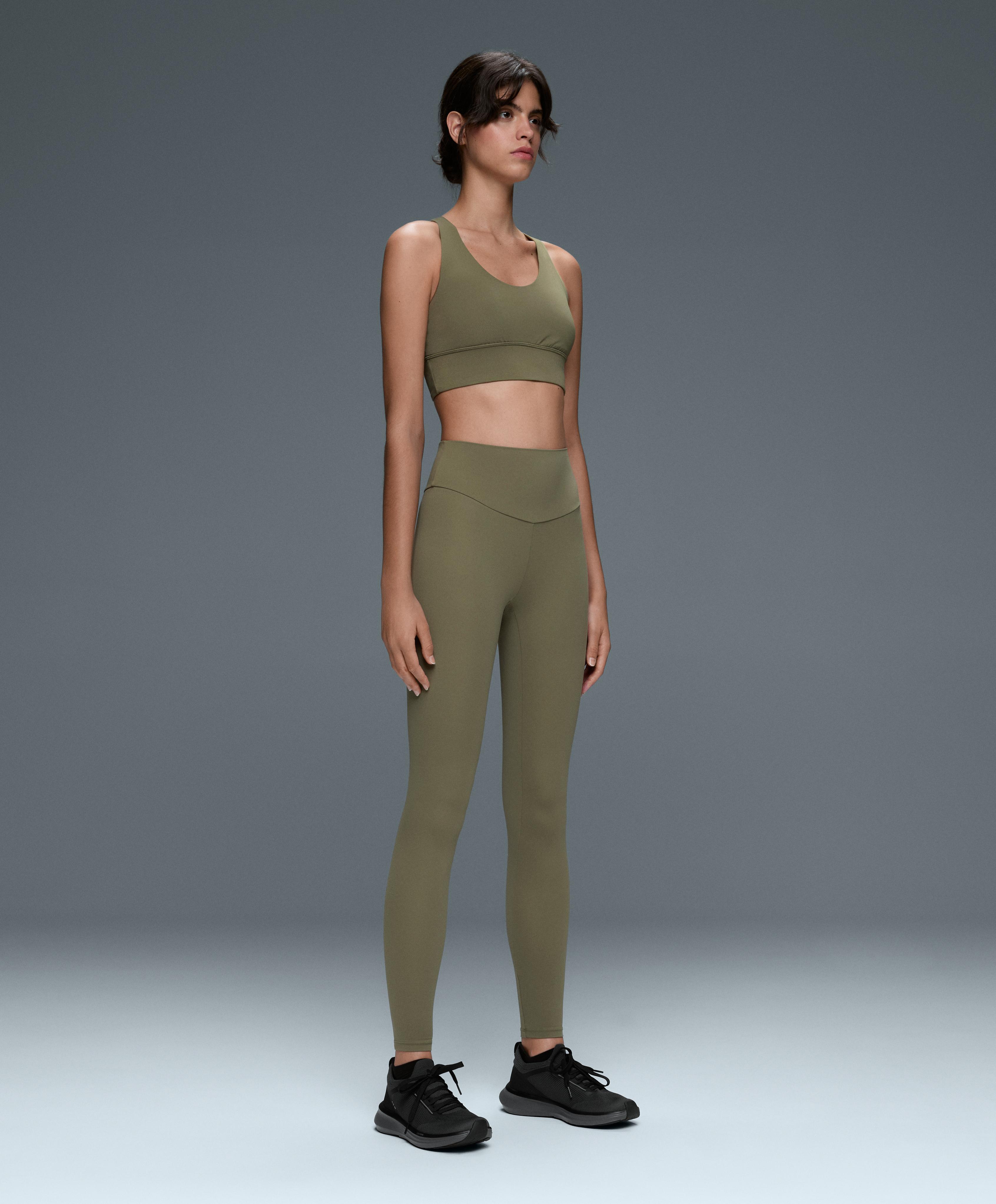 Comfortlux high-waisted ankle-length leggings — DARK KHAKI
