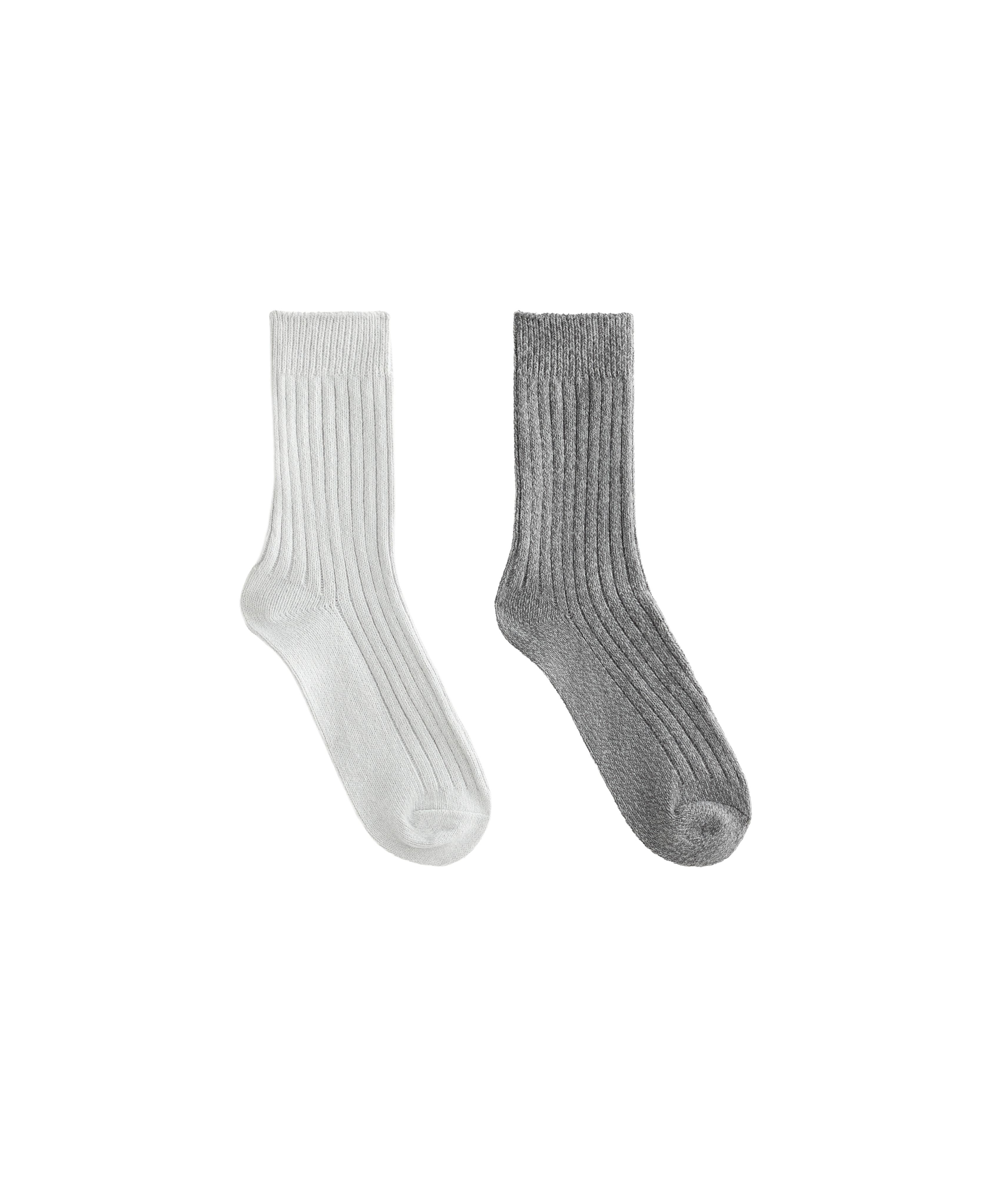 2 Pairs of Classic Ribbed Socks — PALE GREY MELANGE