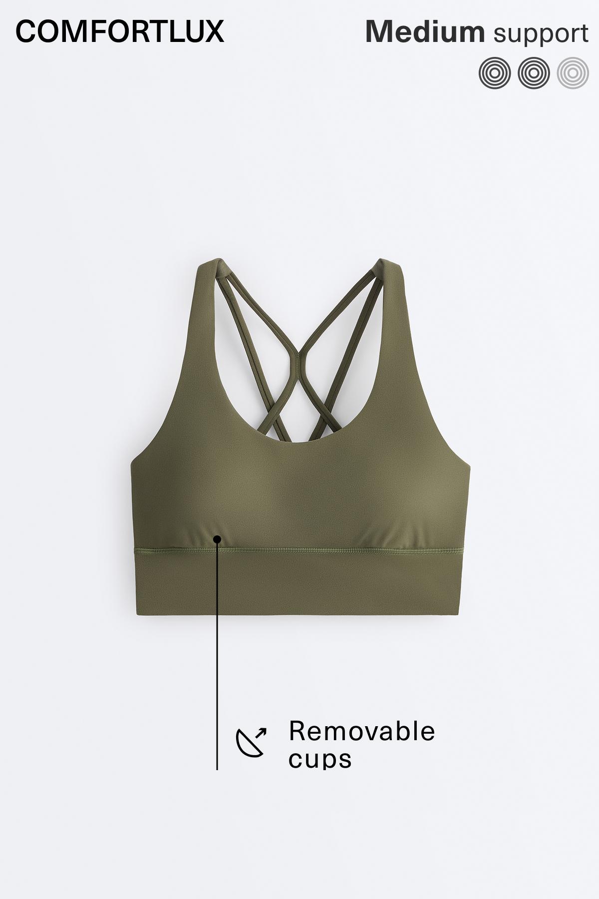 Medium-support Comfortlux sports bra with cups — KHAKI