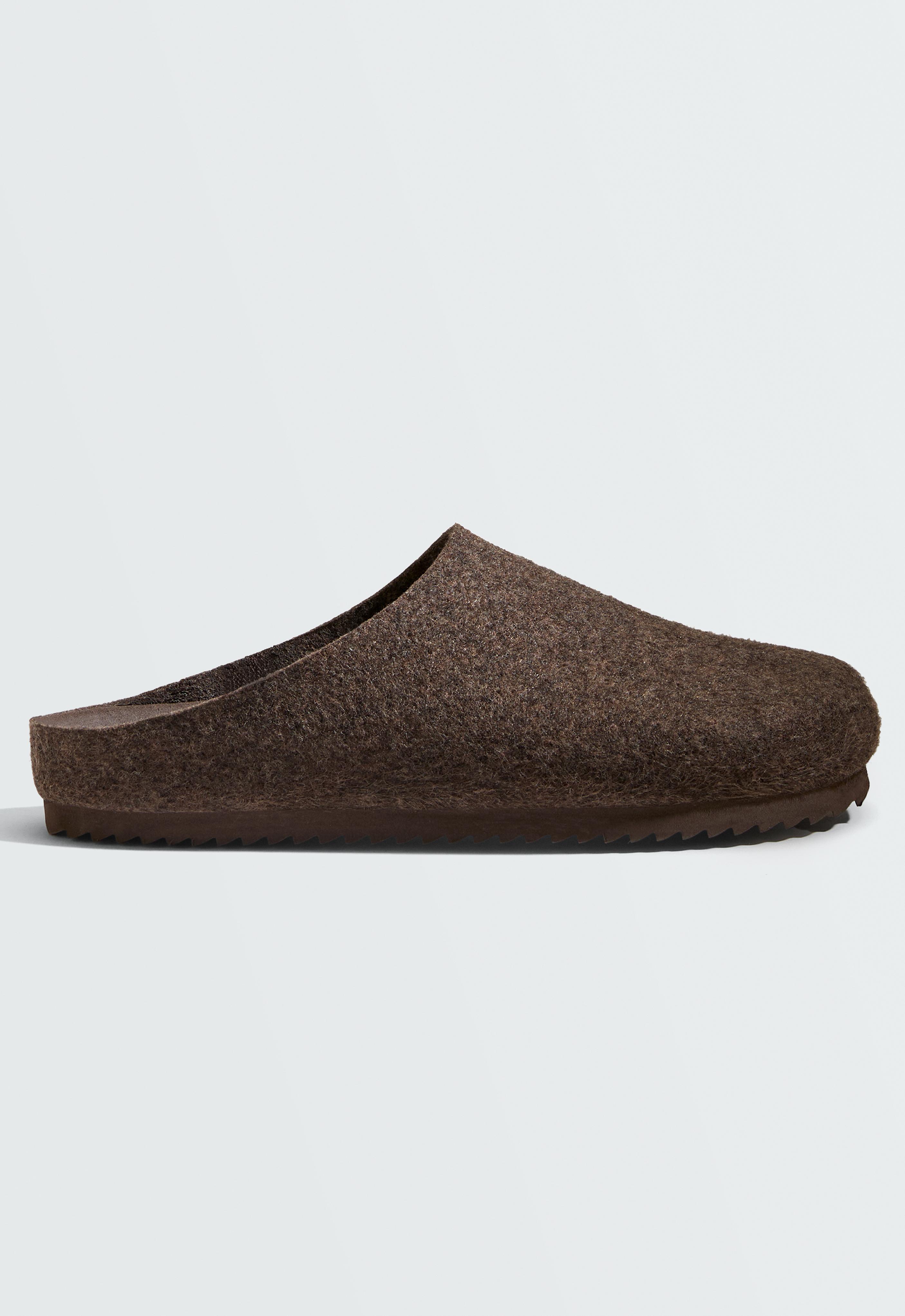 Felt Mule Clogs — BROWN