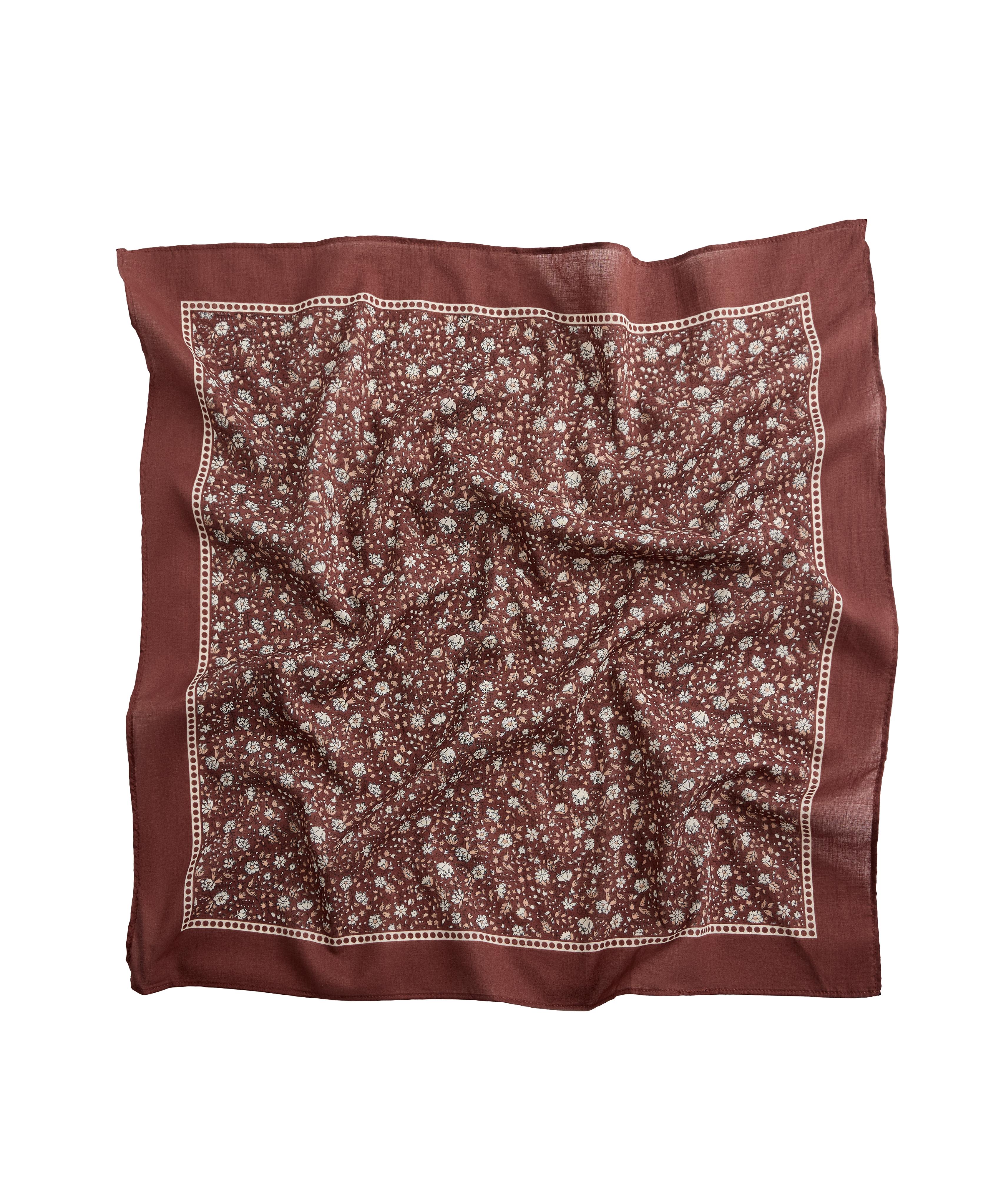 Floral 100% cotton bandana — BURNT ORANGE