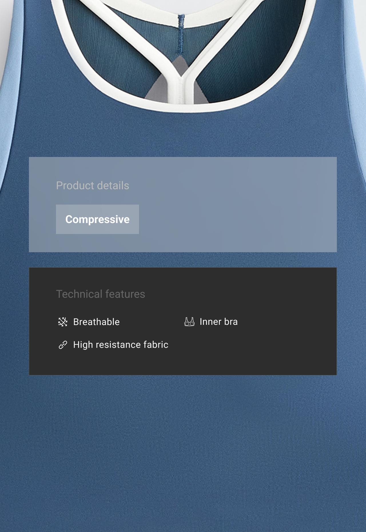 Compressive blocks tank top — MID GREY-BLUE