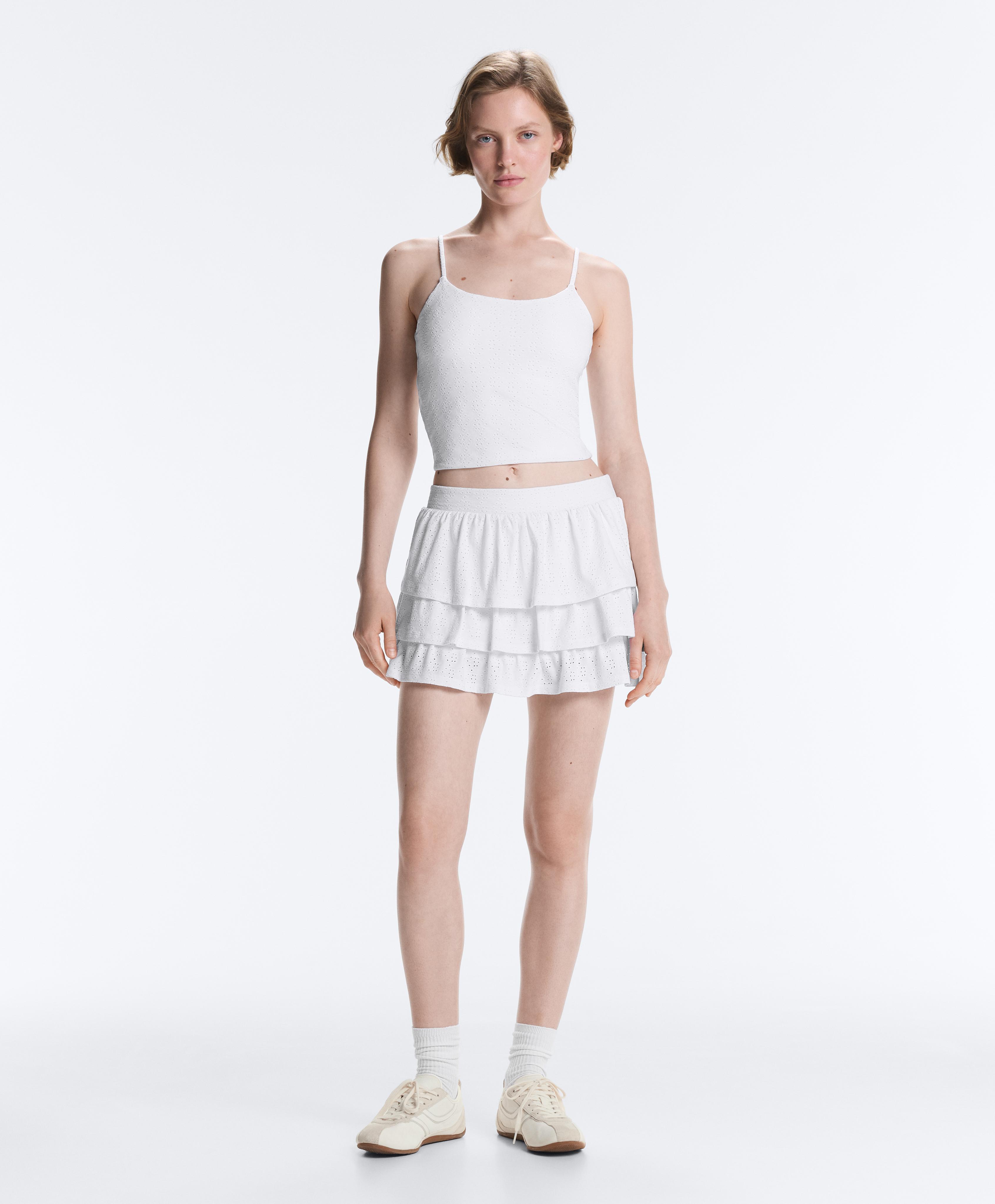 Comfortlux embroidered short skirt — WHITE