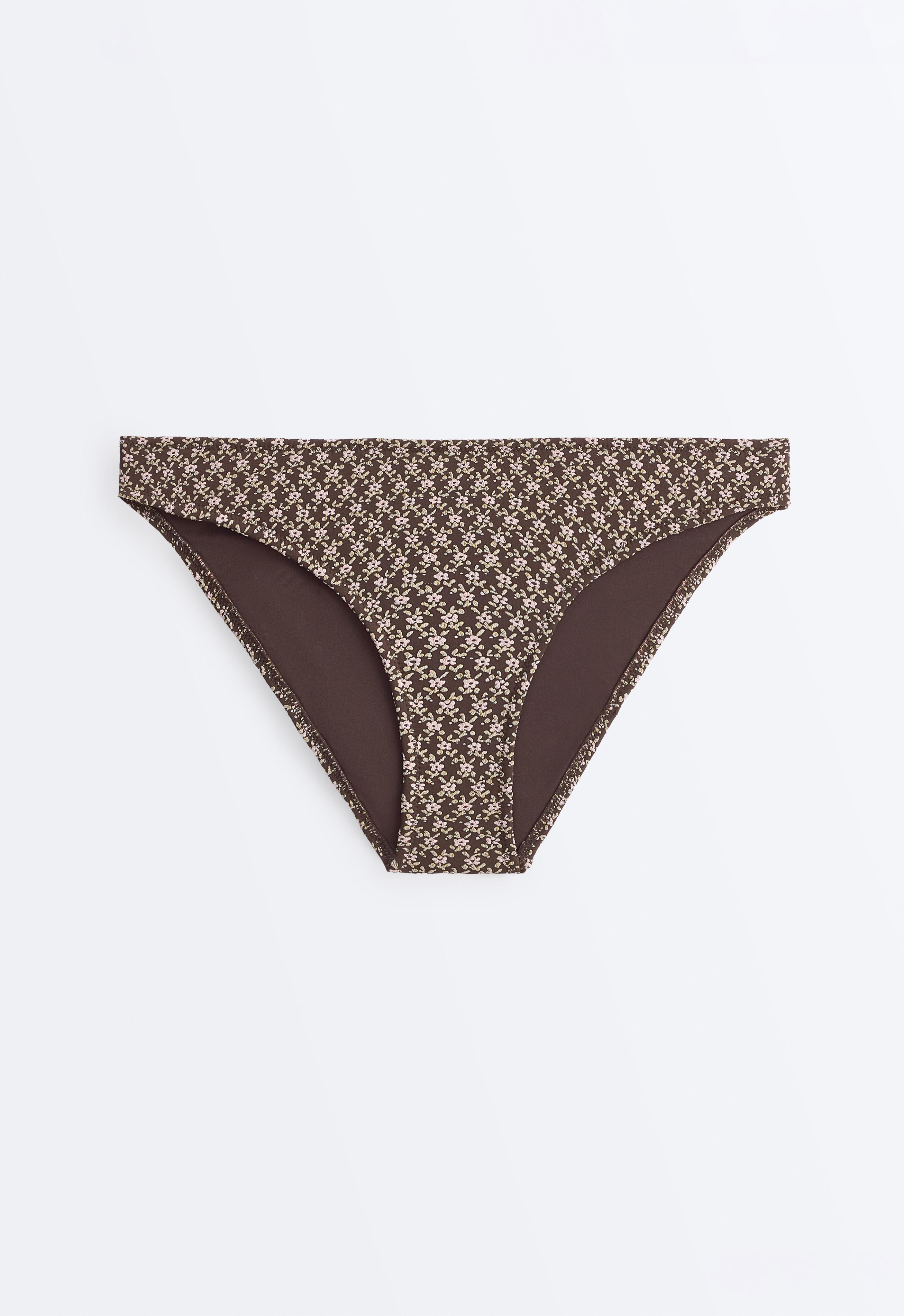 Floral jacquard classic bikini briefs — DARK BROWN