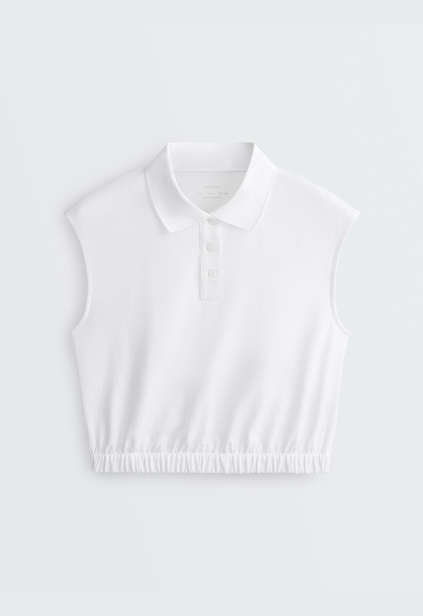 Sleeveless piqué cotton polo shirt — WHITE