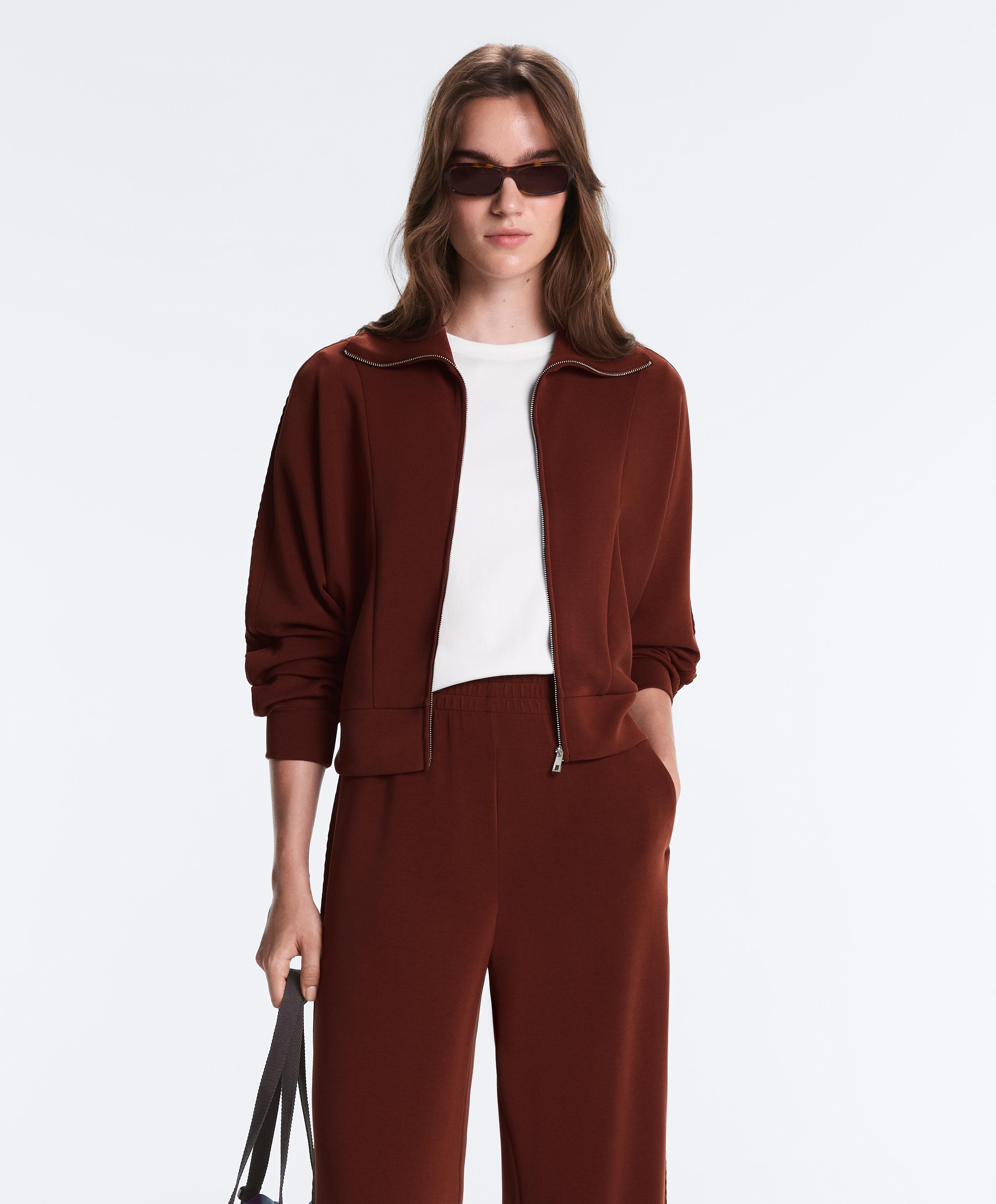 Soft-touch modal bomber jacket — TERRACOTTA
