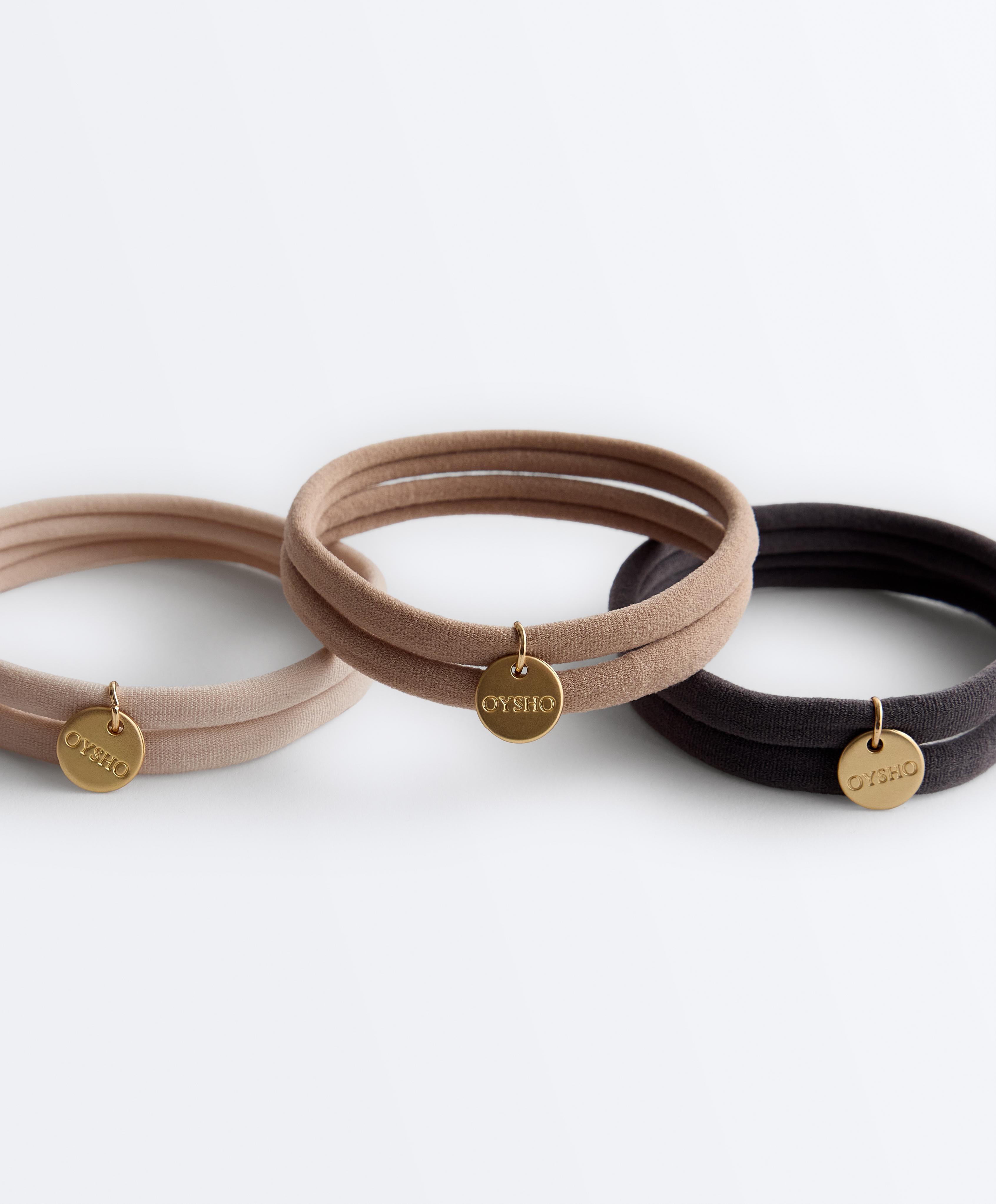6 Oysho plaque hair ties — BLUE-GREY