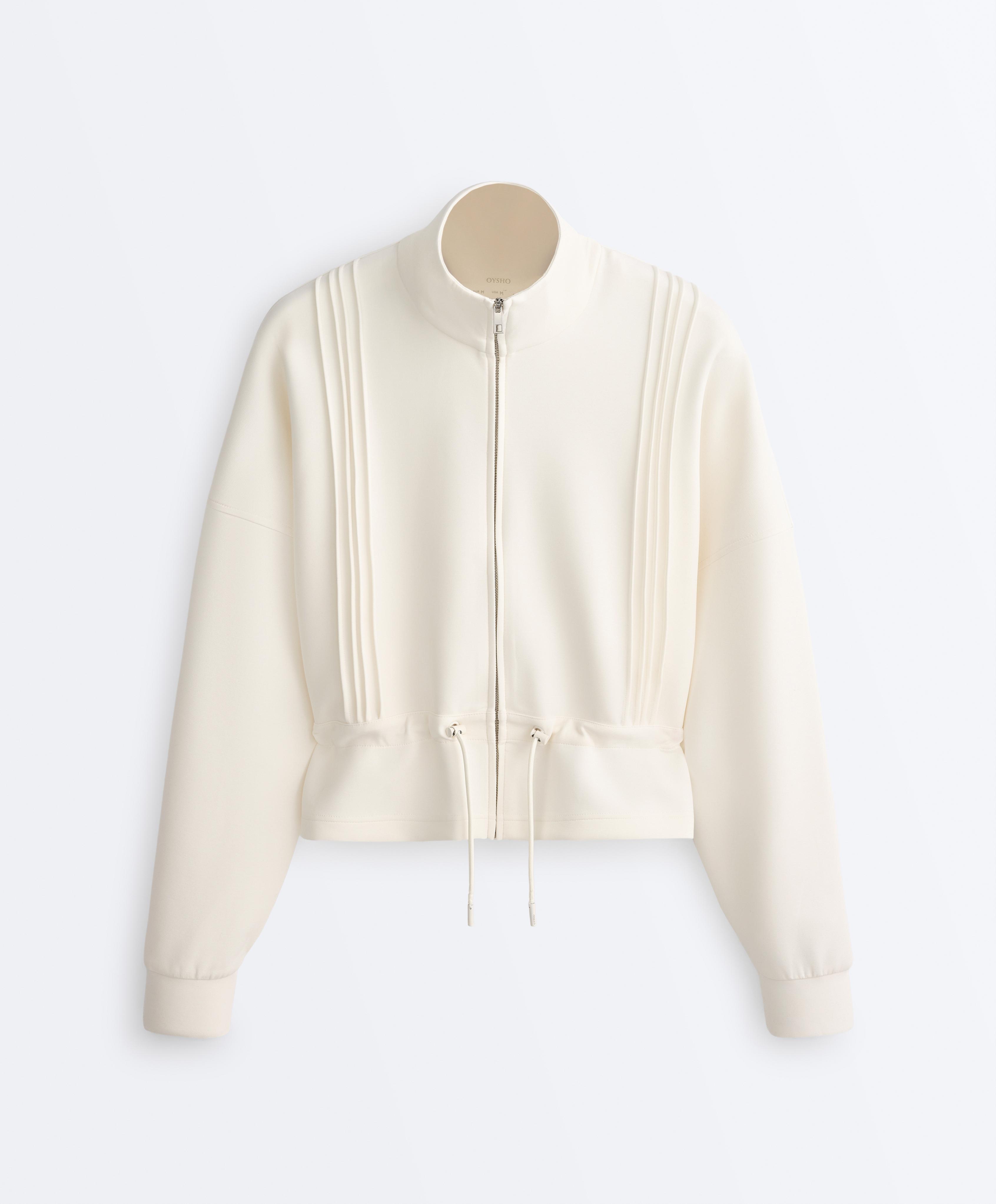 Soft-touch modal jacket with rib trim — PALE ECRU