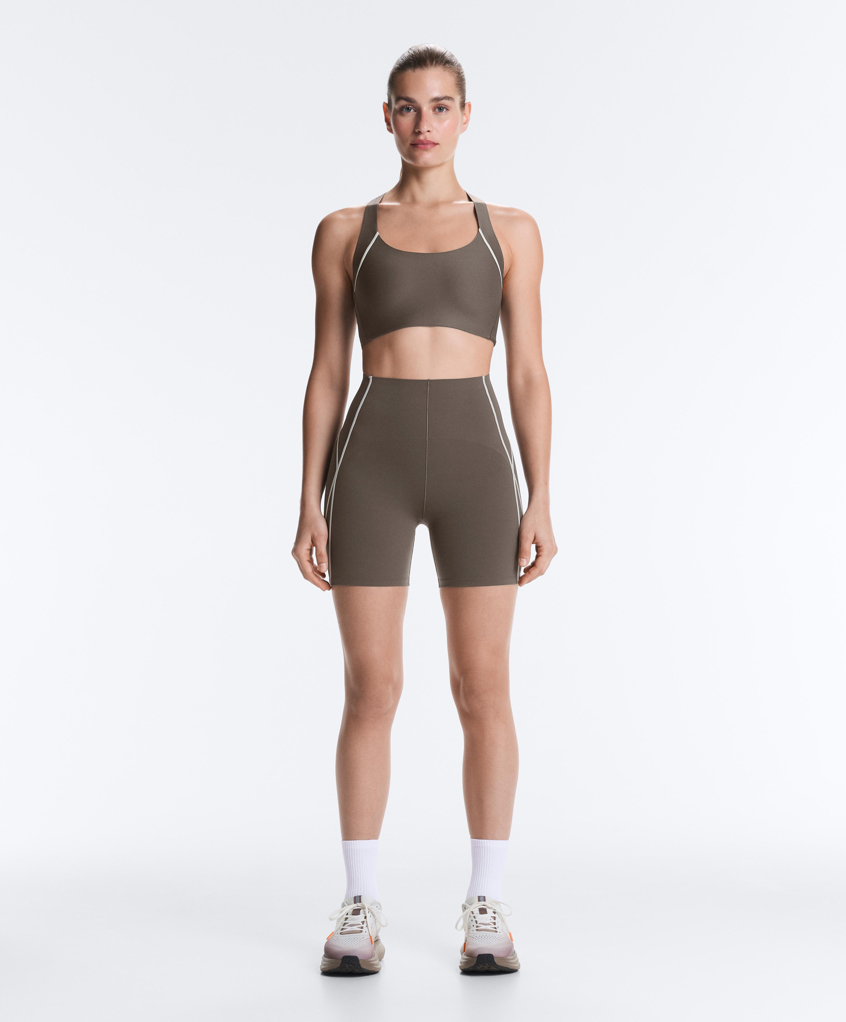 Perfect-adapt medium-support reflective sports bra — CHARCOAL GREY