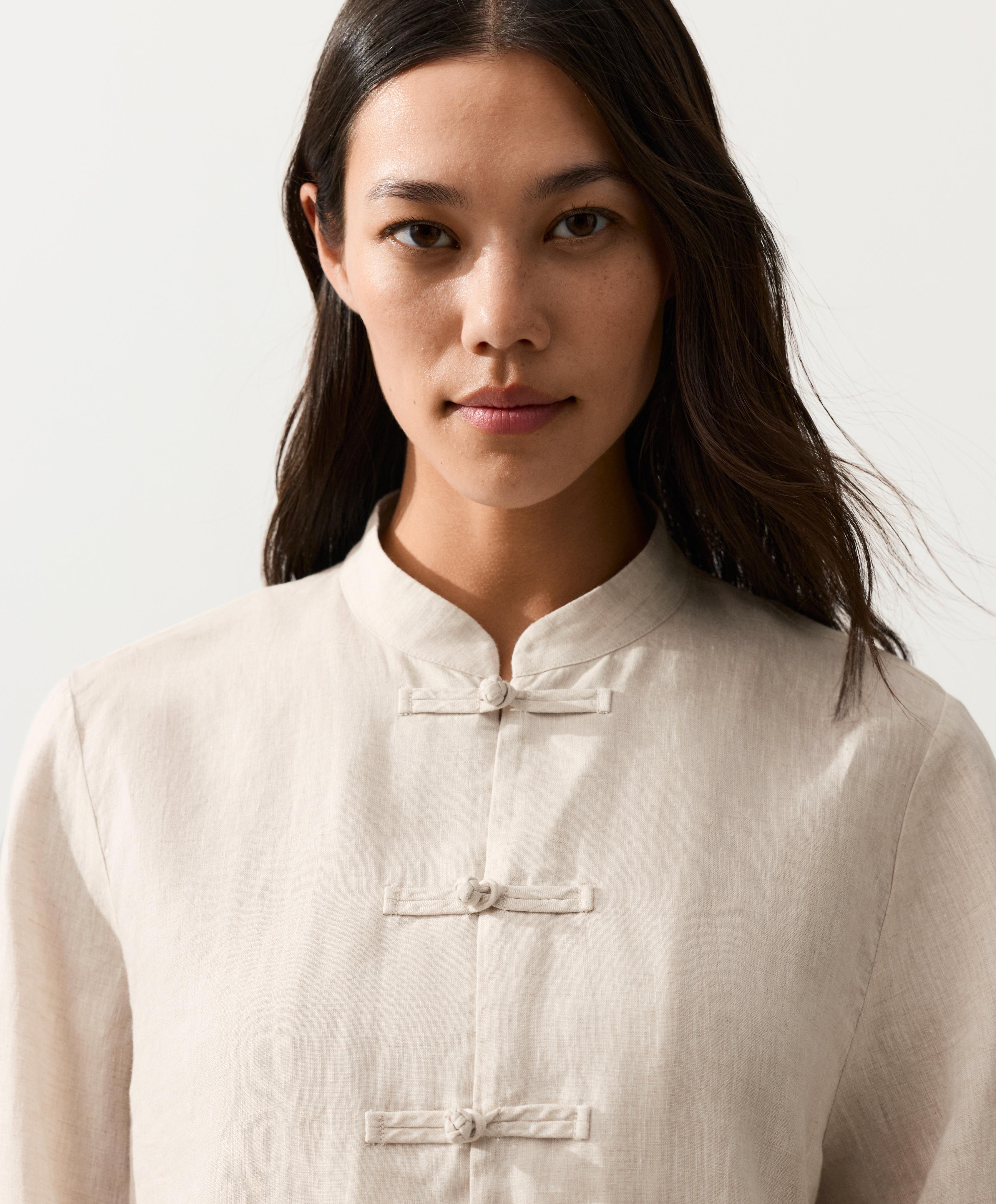 Veste col mao boutonnée 100 % lin Veste col mao boutonnée 100 % lin