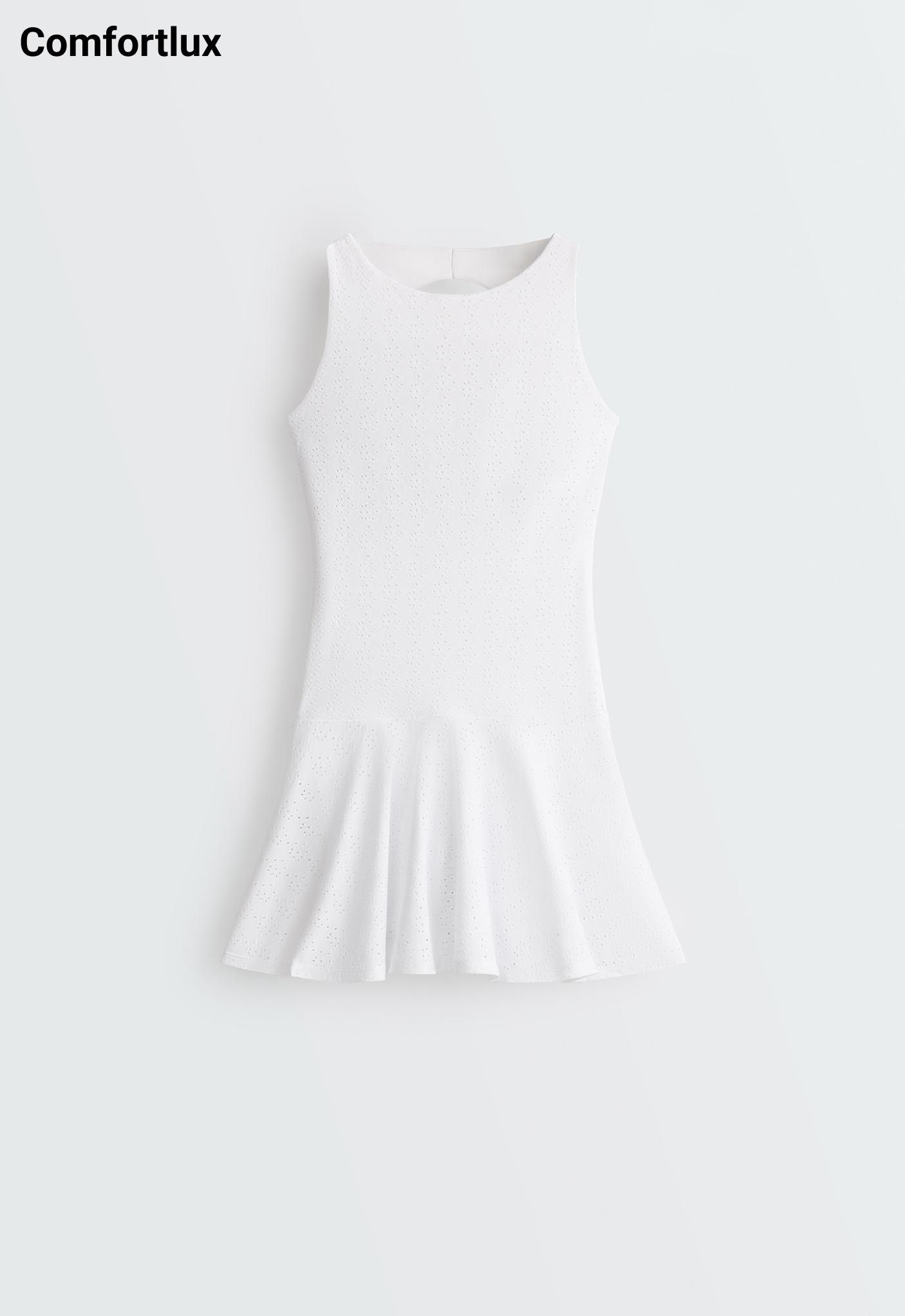 Embroidered Comfortlux short dress — WHITE 