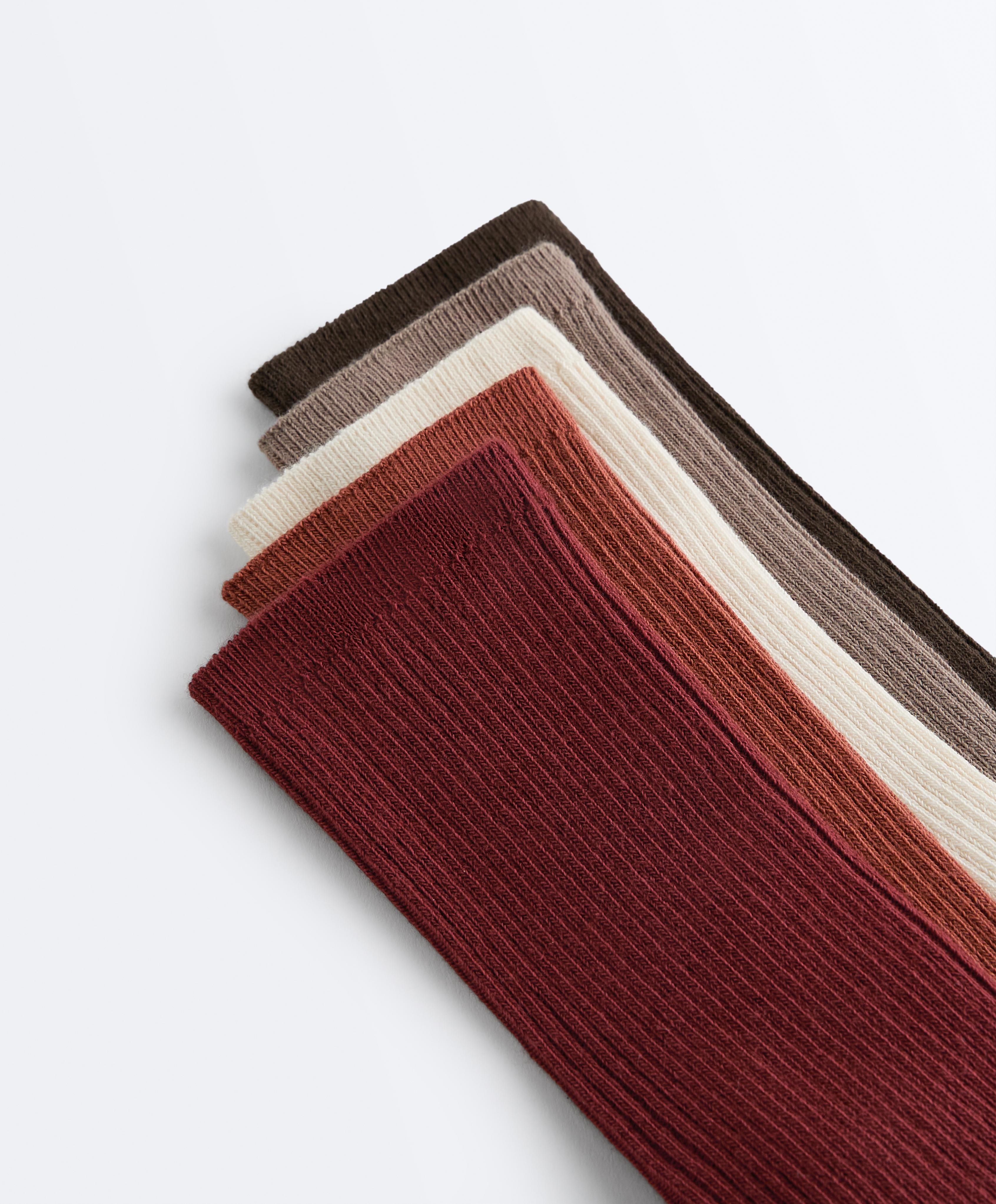 5 pairs of cotton blend classic socks — TERRACOTTA