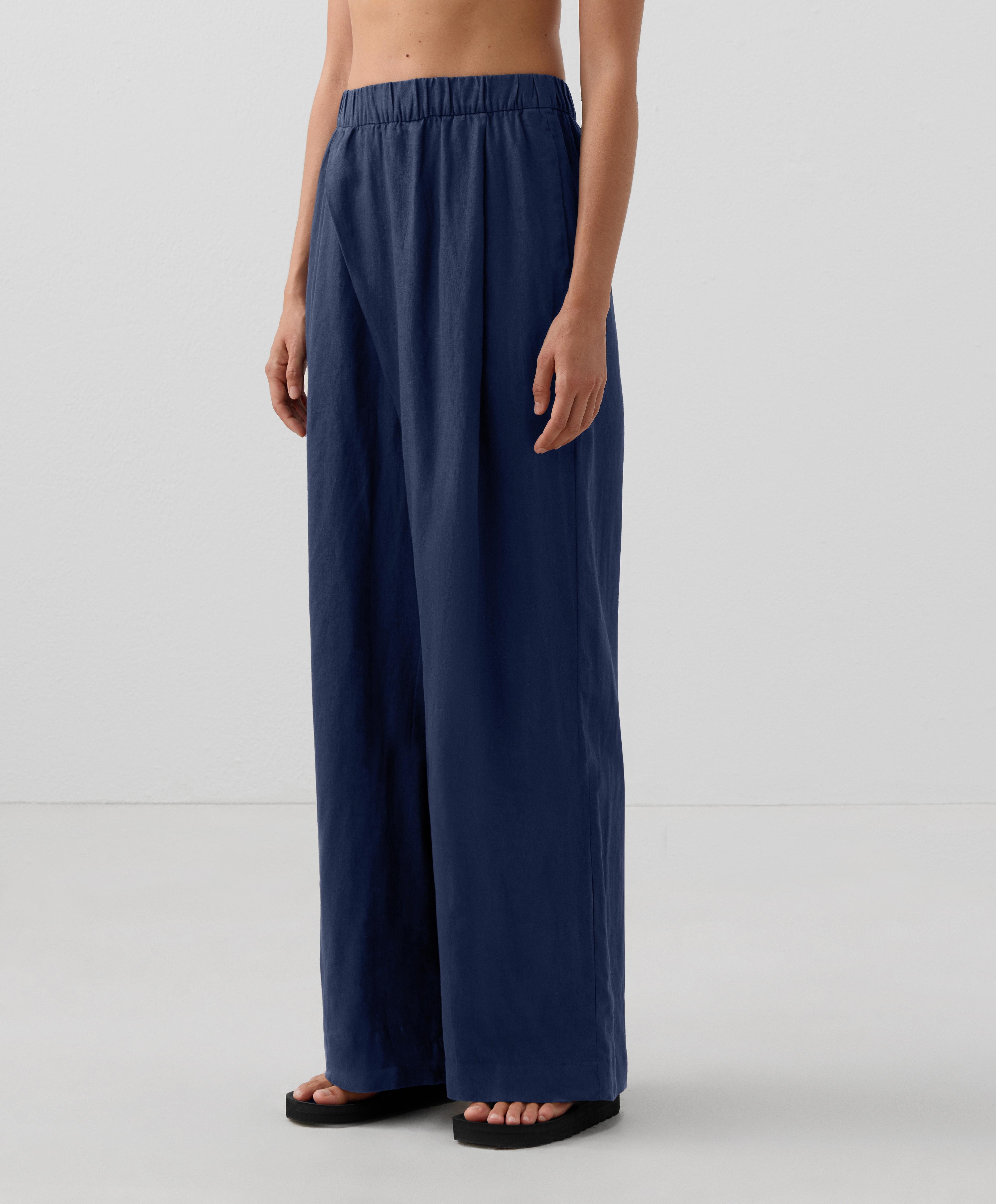 100% linen wide straight-leg trousers with crossover front 100% linen wide straight-leg trousers with crossover front