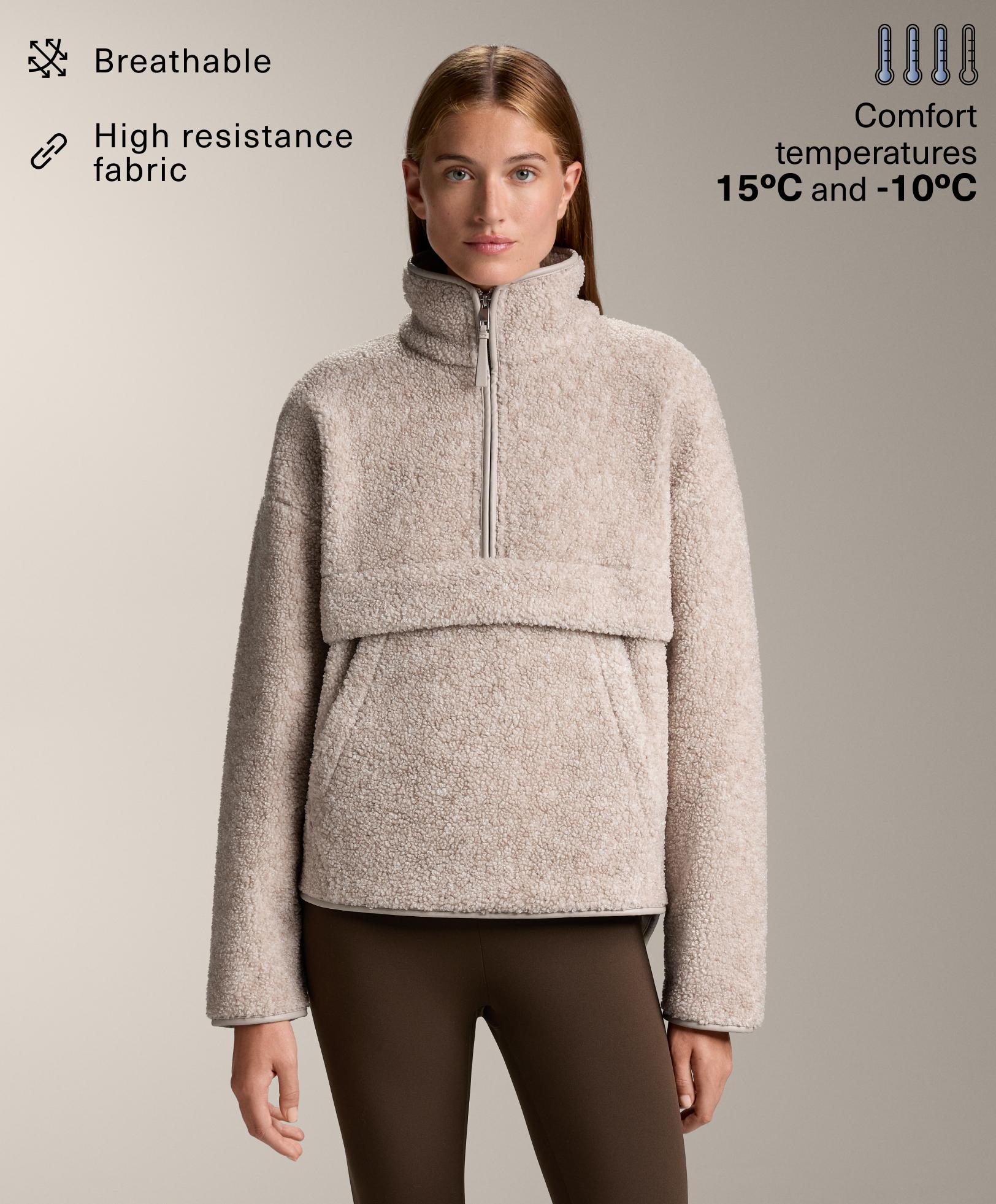 Faux-shearling sweatshirt with front pocket